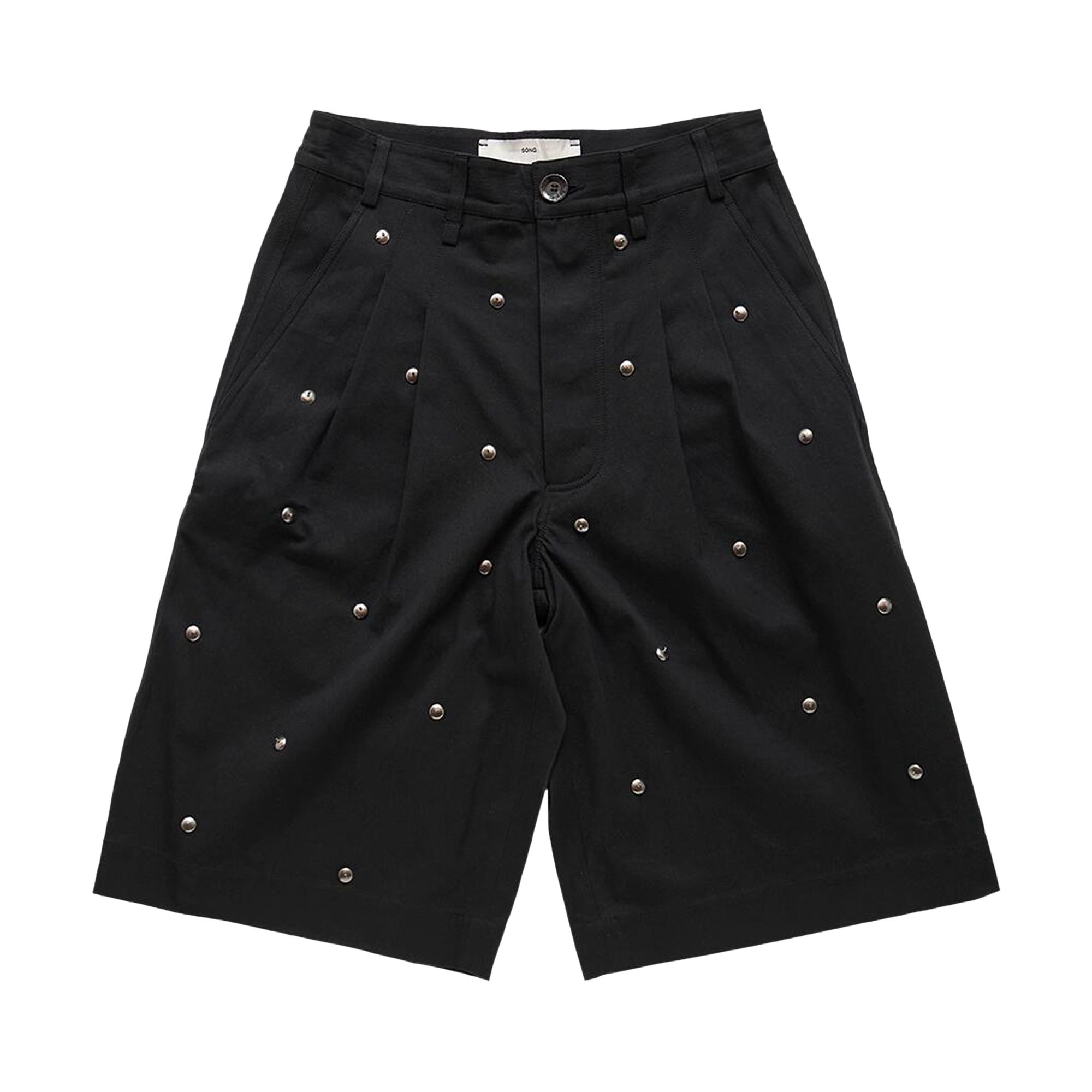 Pre-owned Song For The Mute Metal Bead Single Pleated Shorts 'black' | Men's Size 46