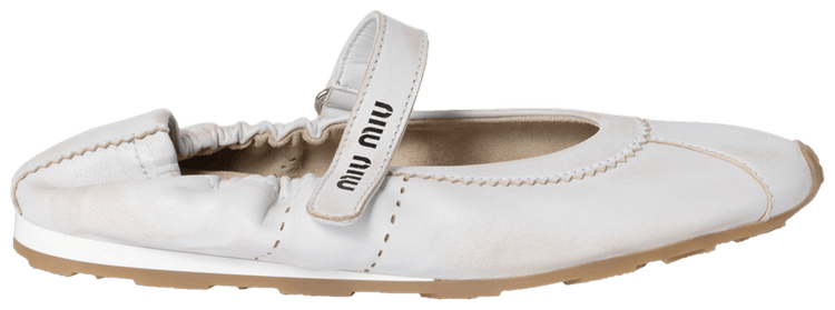 バレエシューズ MIUMIU IVORY LEATHER BALLERINAS ホワイト（白）系 MiuMiu(ミュウミュウ) バレエシューズ