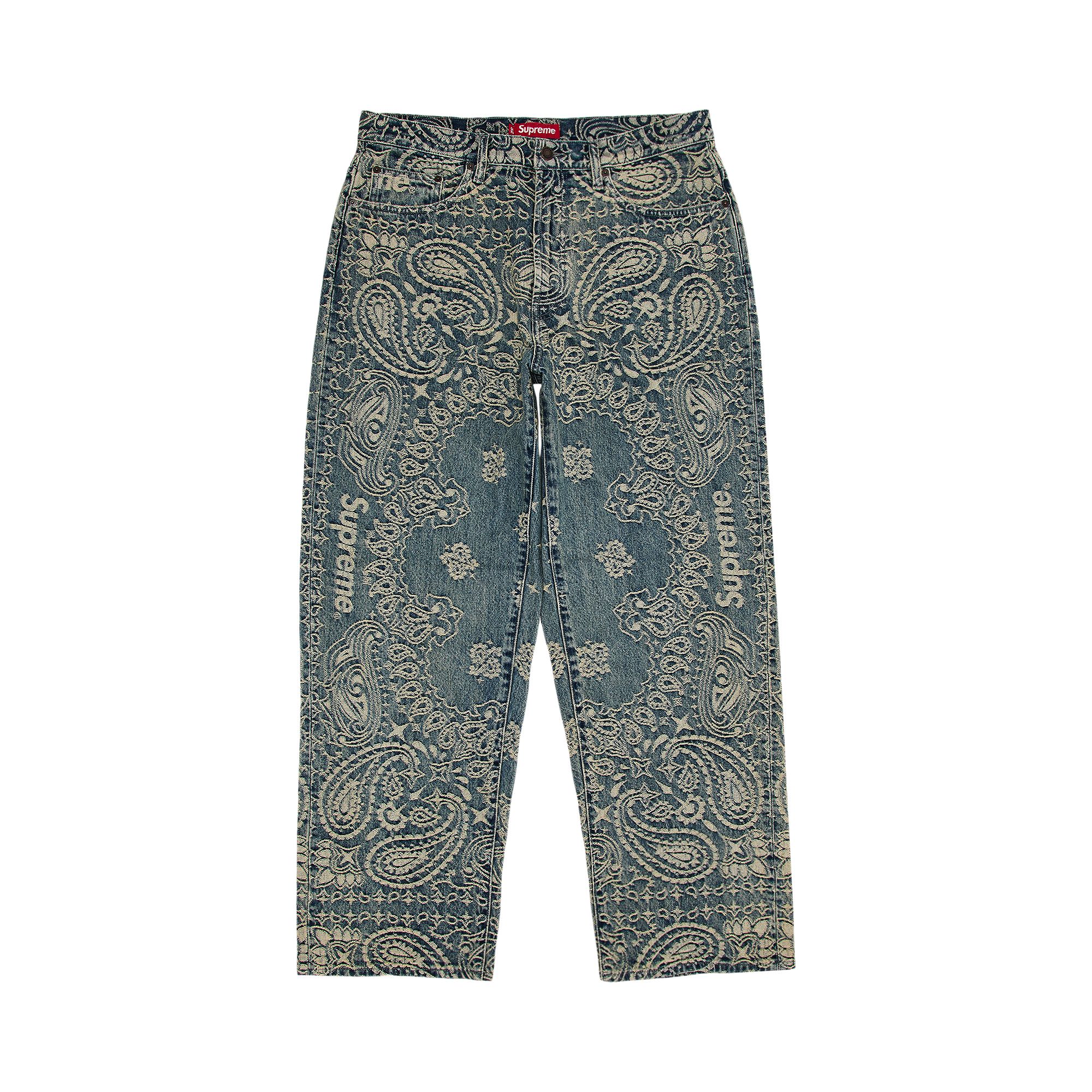 Pre-owned Supreme Bandana Jacquard Baggy Jean 'blue' | Men's Size 30