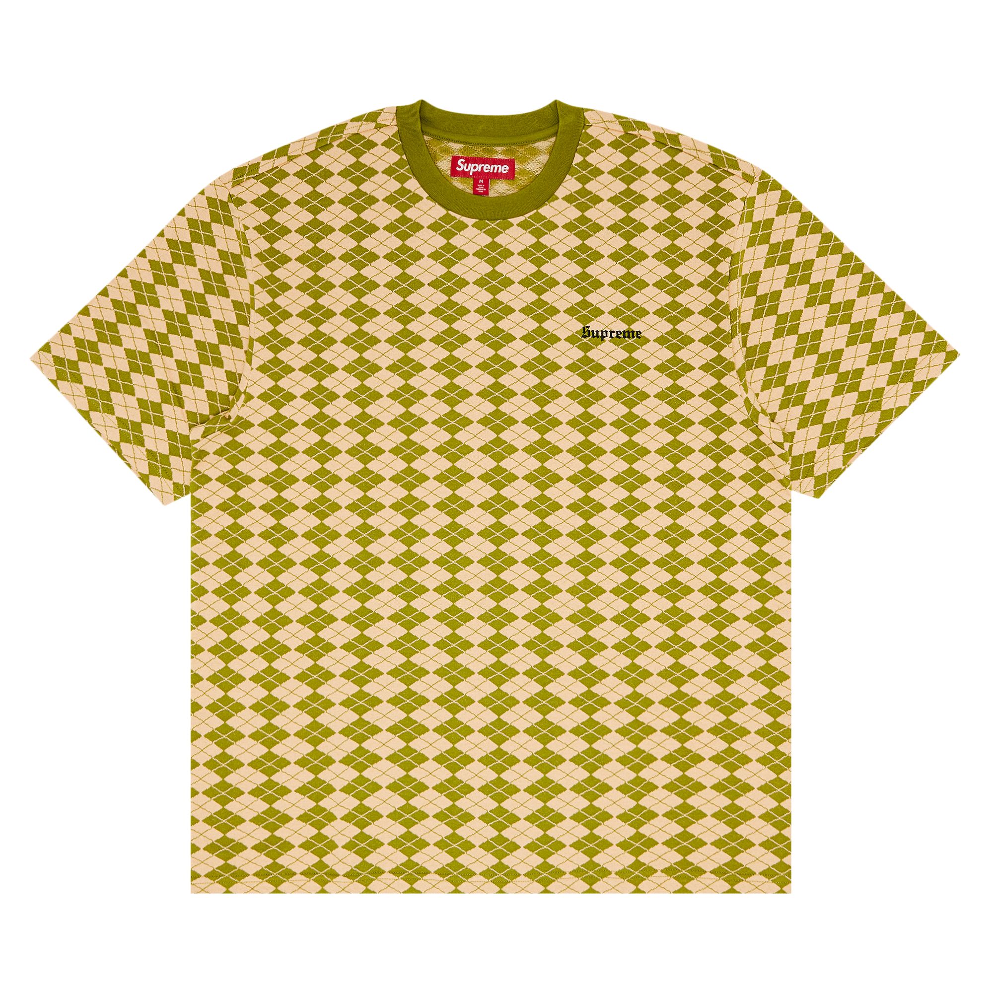 Pre-owned Supreme Diamond Jacquard Short-sleeve Top 'green' | Men's Size M