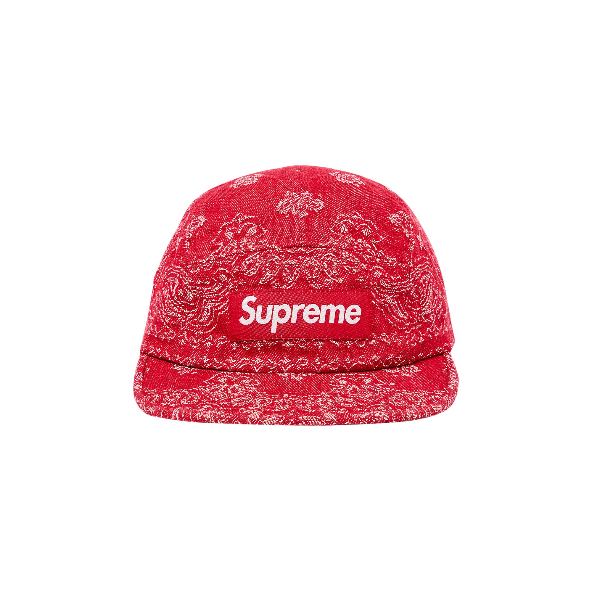 Pre-owned Supreme Bandana Jacquard Denim Camp Cap 'red' | Men's Size Onesize