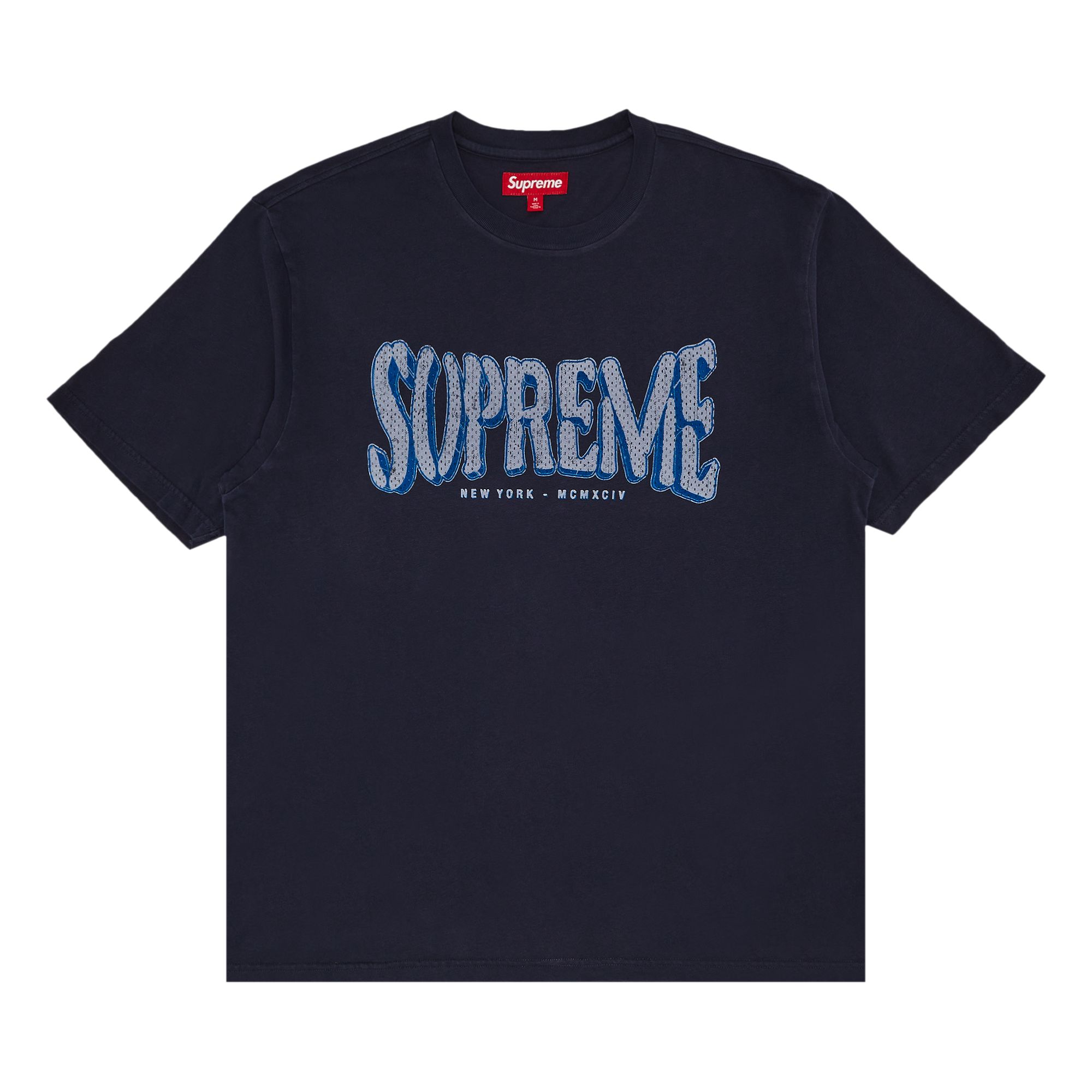 Pre-owned Supreme Flocked Washed Short-sleeve Top 'dusty Navy' | Blue | Men's Size M
