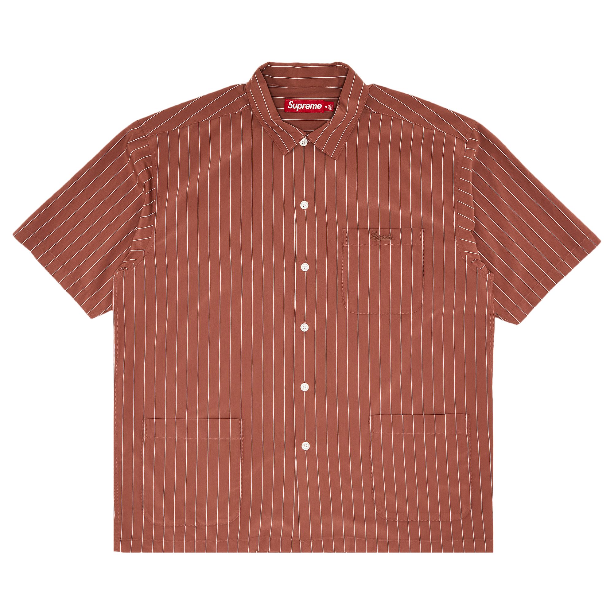Pre-owned Supreme Stripe Short-sleeve Pajama Shirt 'brown' | Men's Size M