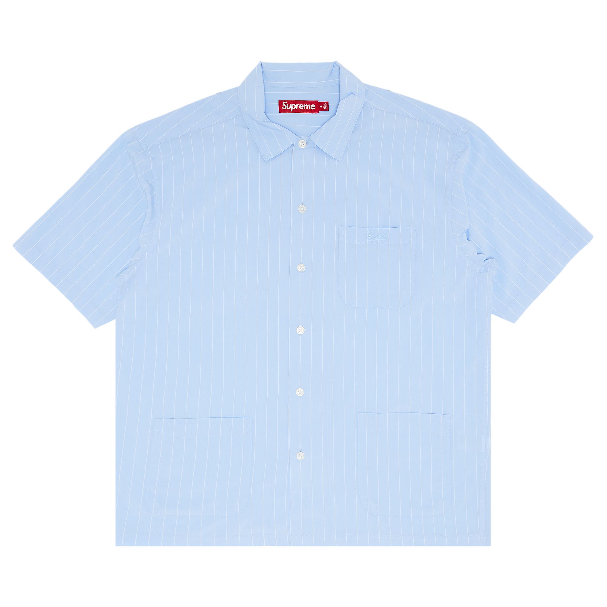 Pre-owned Supreme Stripe Short-sleeve Pajama Shirt 'light Blue' | Men's Size L