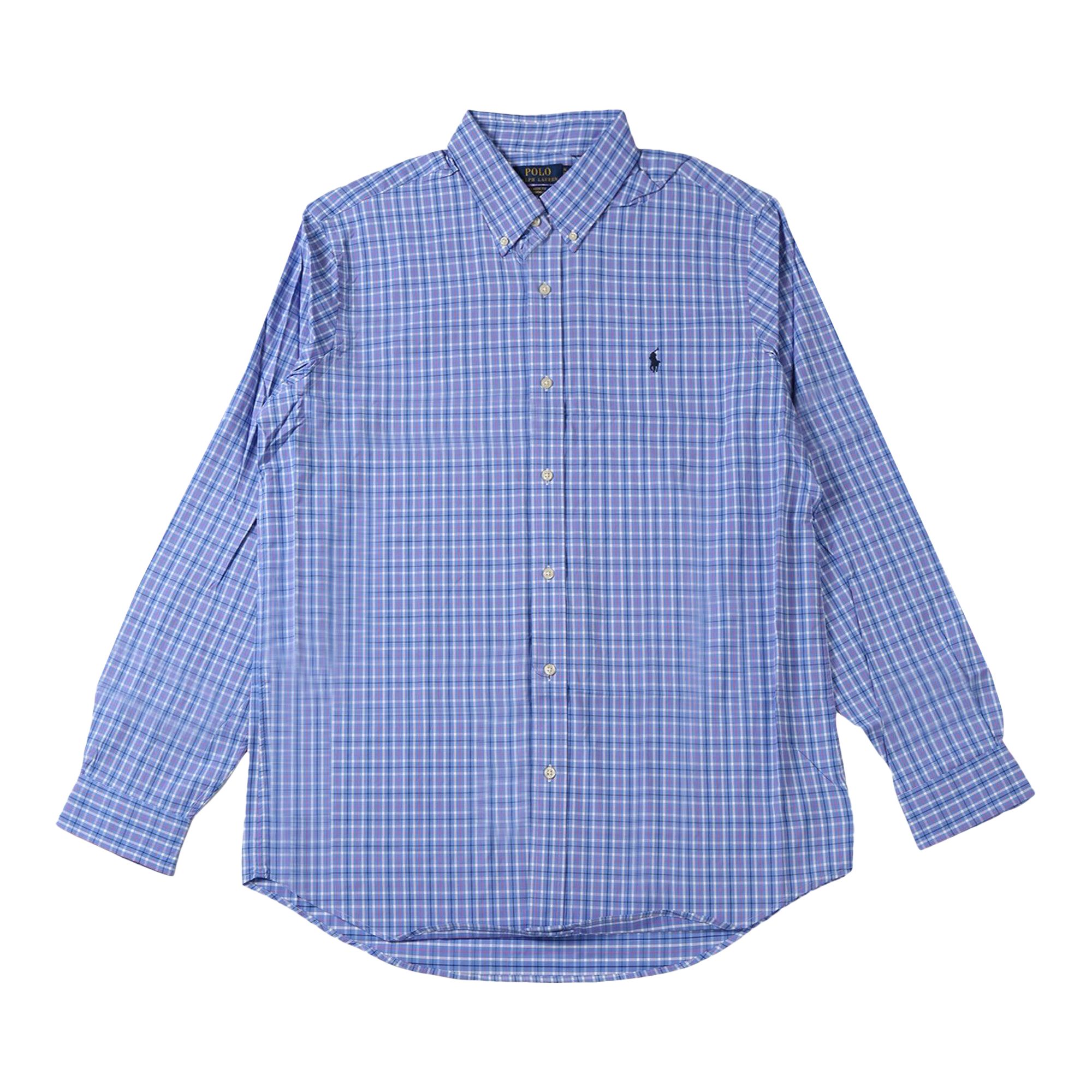 Pre-owned Polo Ralph Lauren Long-sleeve Performance Twill Sport Shirt 'blue/white' | Men's Size S