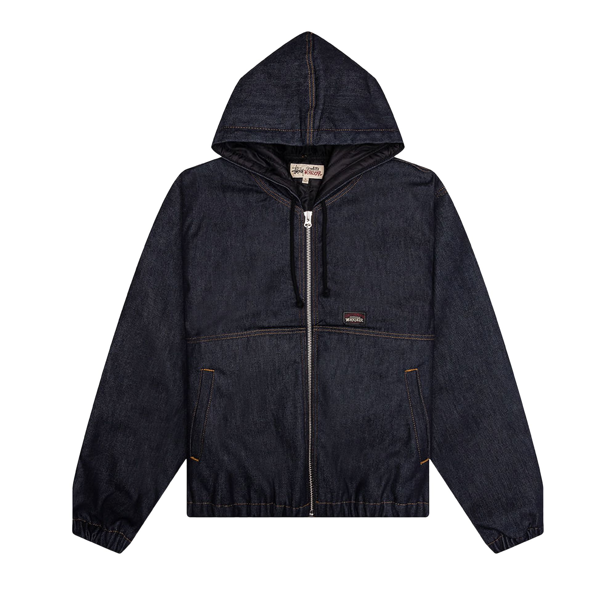 Pre-owned Stussy Insulated Work Jacket Denim 'raw Indigo' | Blue | Men's Size L