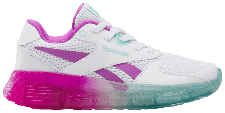 Reebok Zig N Glow 2 Elastic Lace Little Kid White Aqua Purple Rave