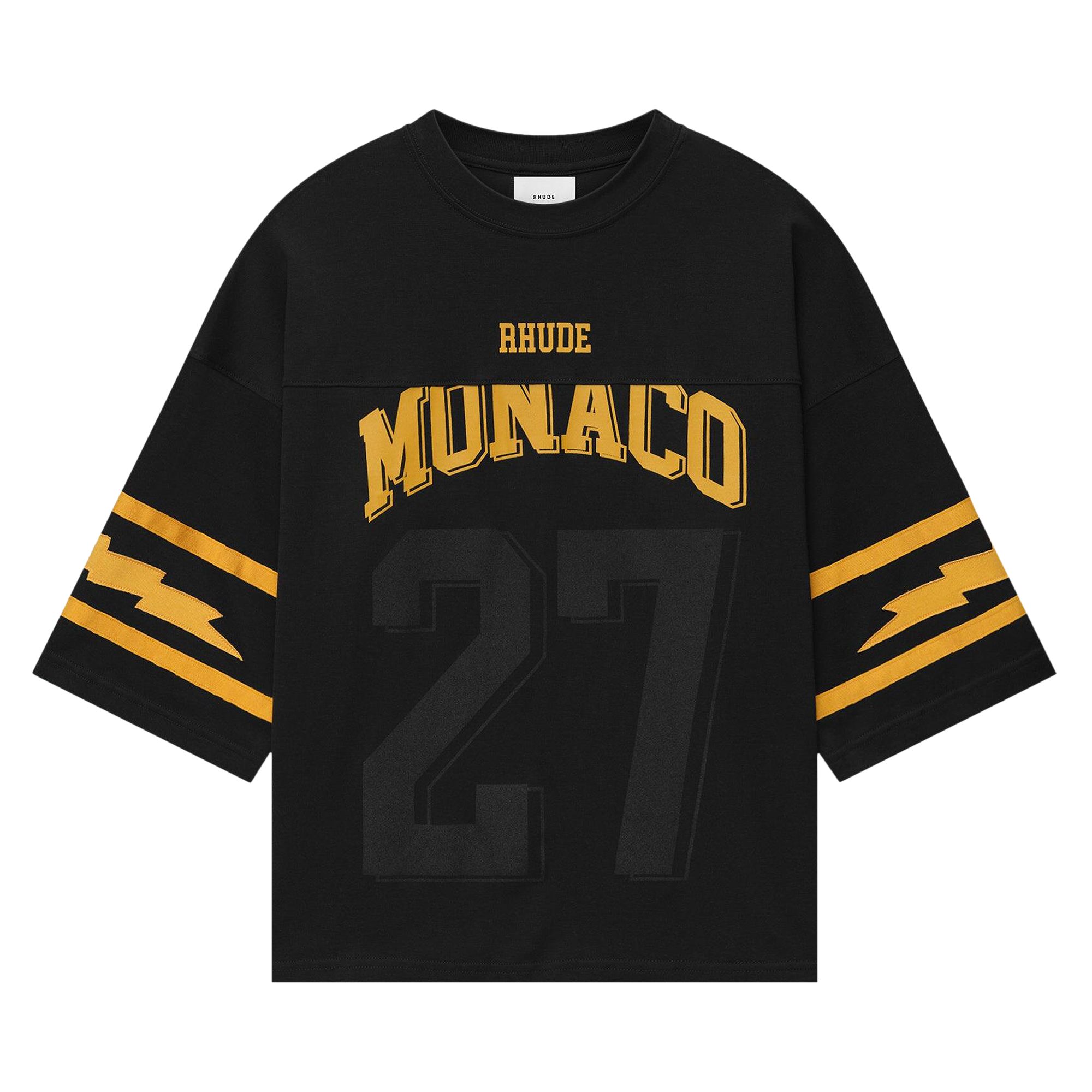 Pre-owned Rhude Monaco Football Jersey 'vintage Black/yellow' | Men's Size S