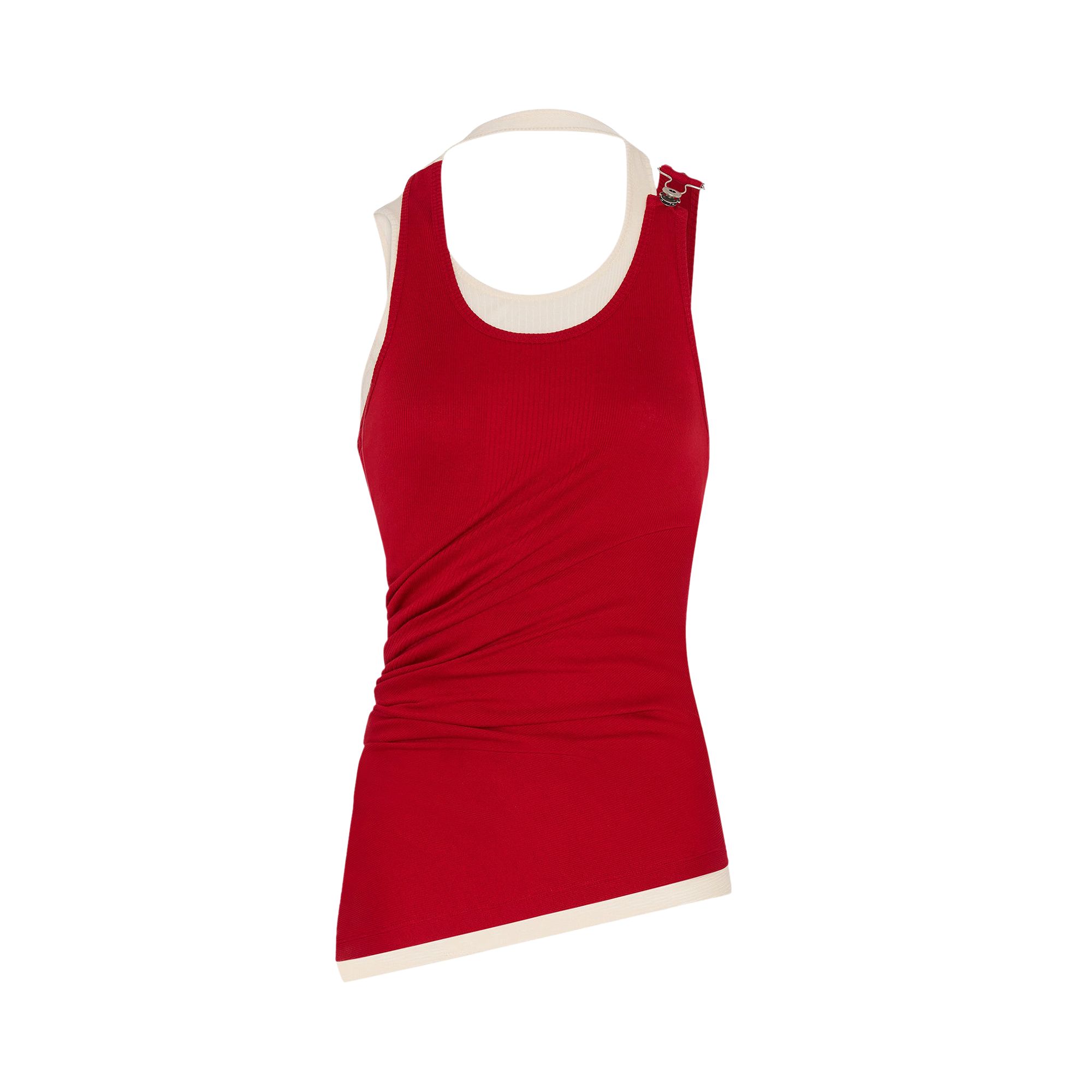 Pre-owned Jean Paul Gaultier Draped Double Tank Top 'red/ecru' | Women's Size S