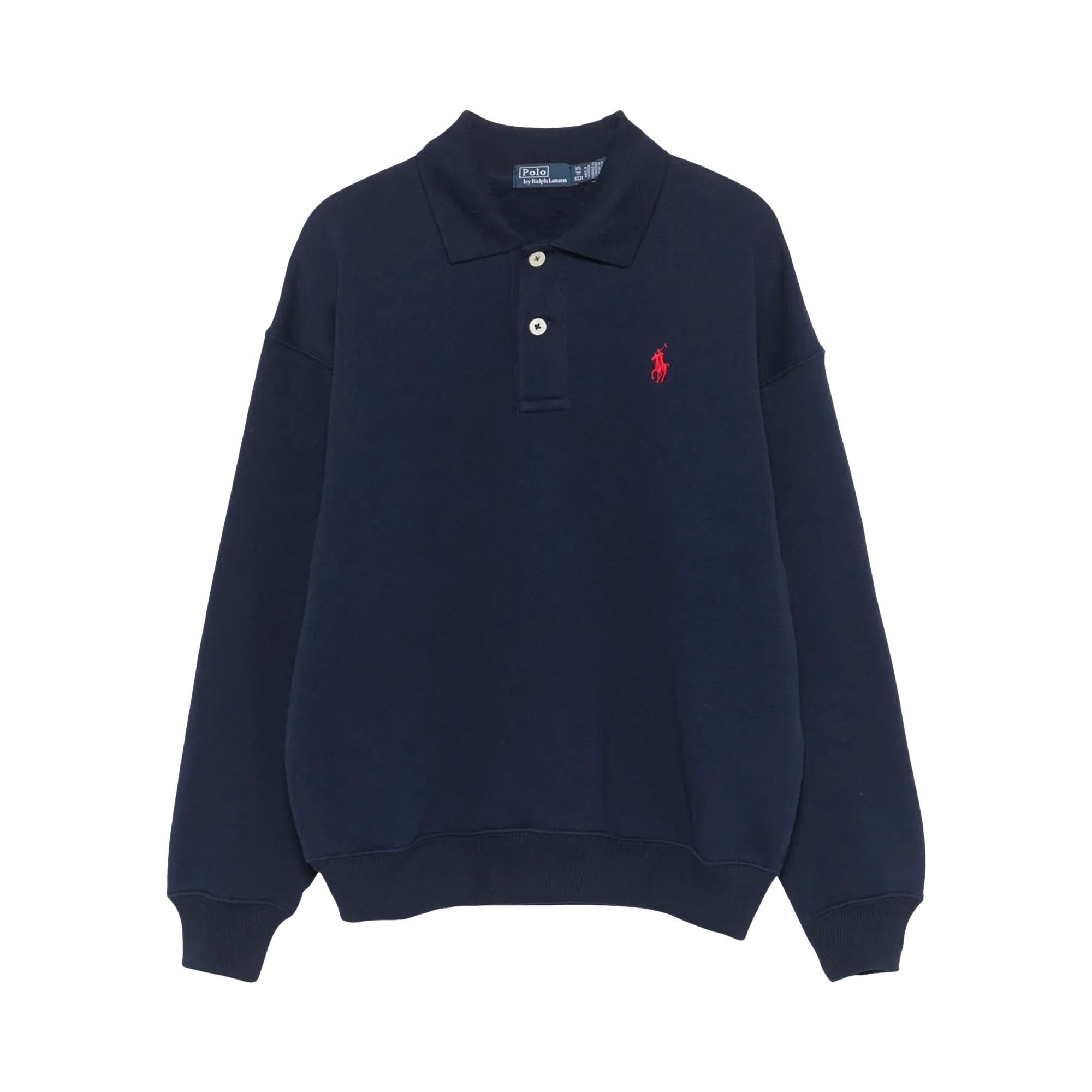 Pre-owned Polo Ralph Lauren Polo Collar Sweatshirt 'navy' | Blue | Women's Size Xl