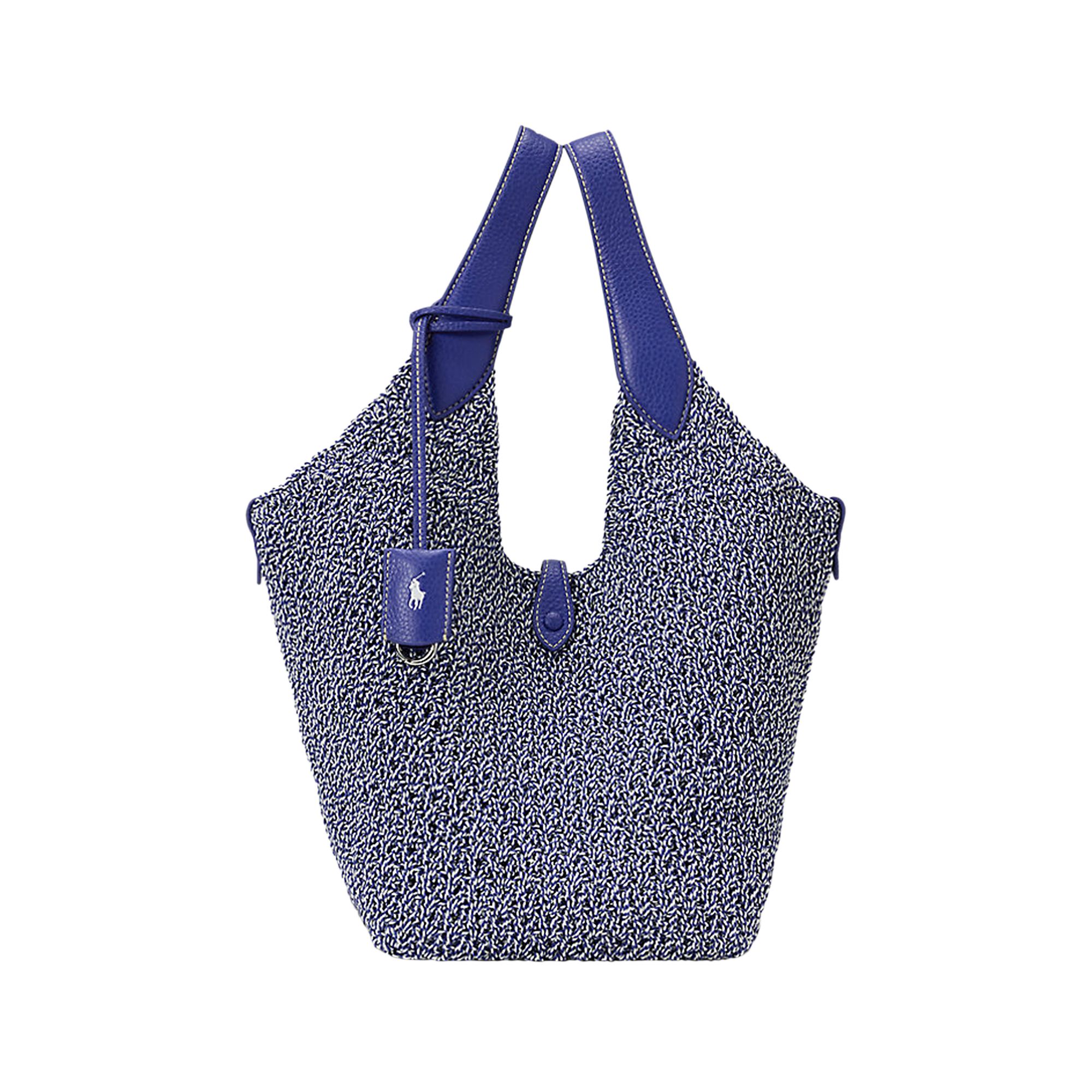 Pre-owned Polo Ralph Lauren Twisted Cord Tote Bag 'bright Blue/optic White' | Women's Size Onesize