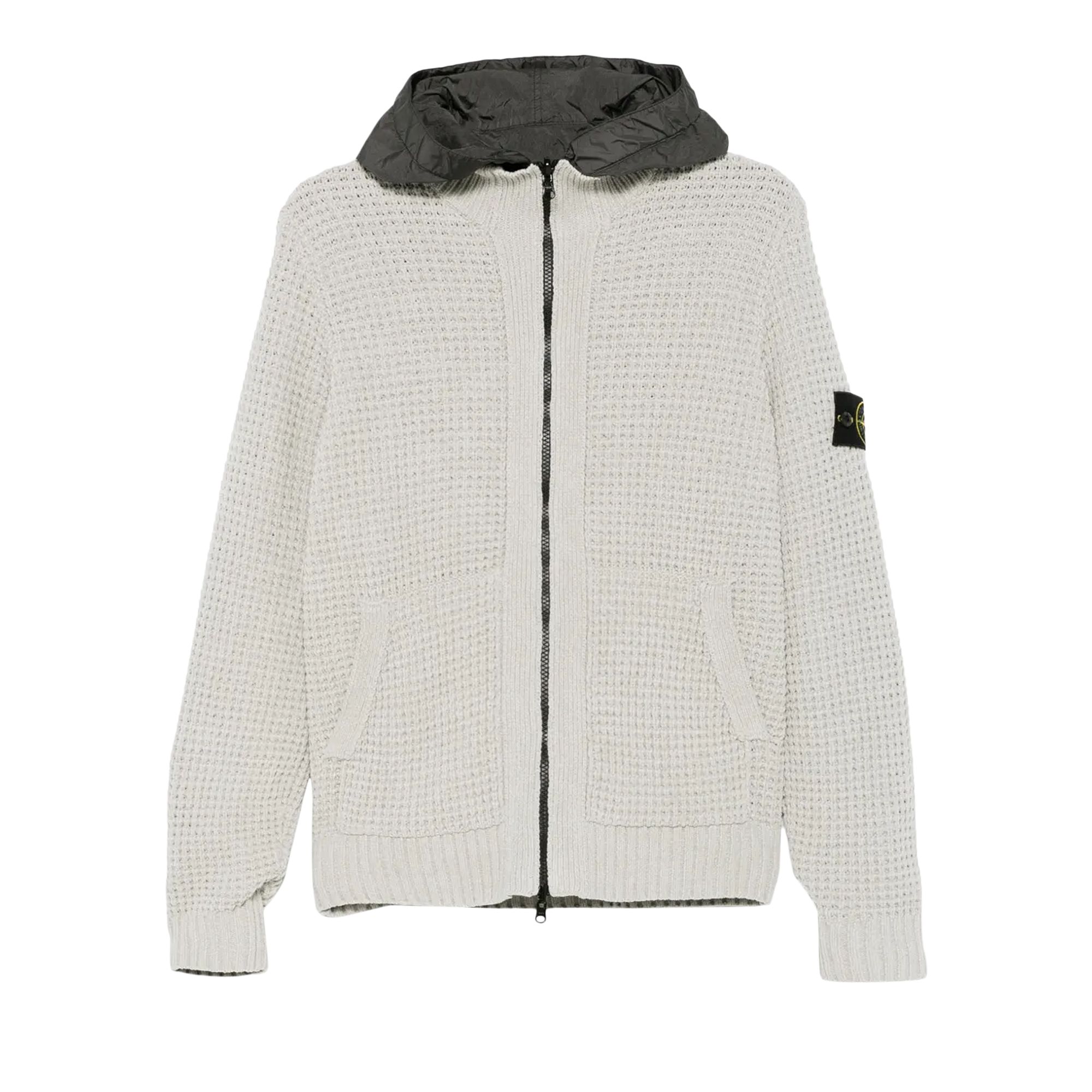 Pre-owned Stone Island Logo Patch Cardigan 'pearl Grey' | Men's Size L