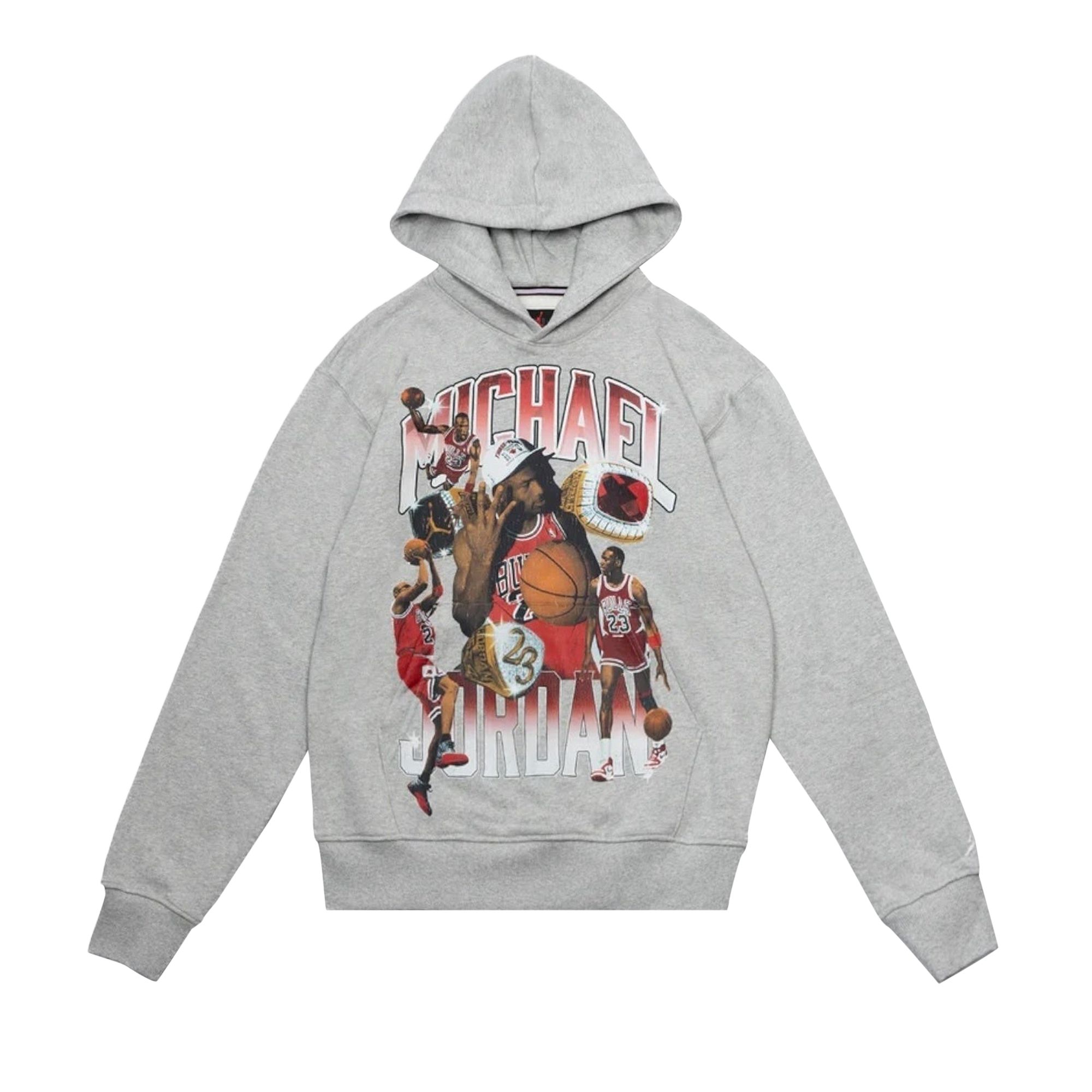 Pre-owned Air Jordan Flight Fleece Graphic Pullover Hoodie 'grey Heather' | Men's Size S