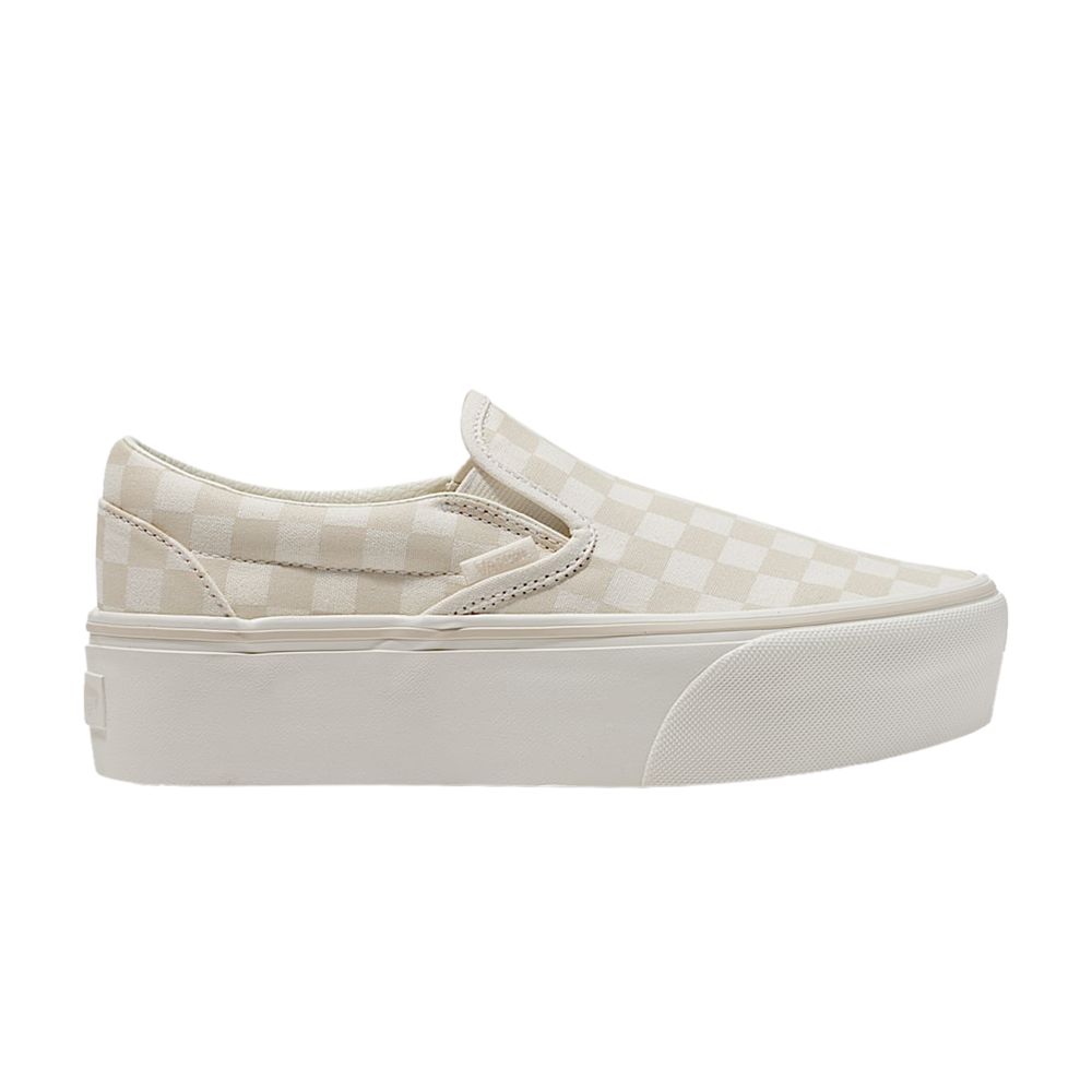Pre-owned Vans Classic Slip-on Stackform 'checkerboard - Turtledove Beige' | Cream | Men's Size 10 In White