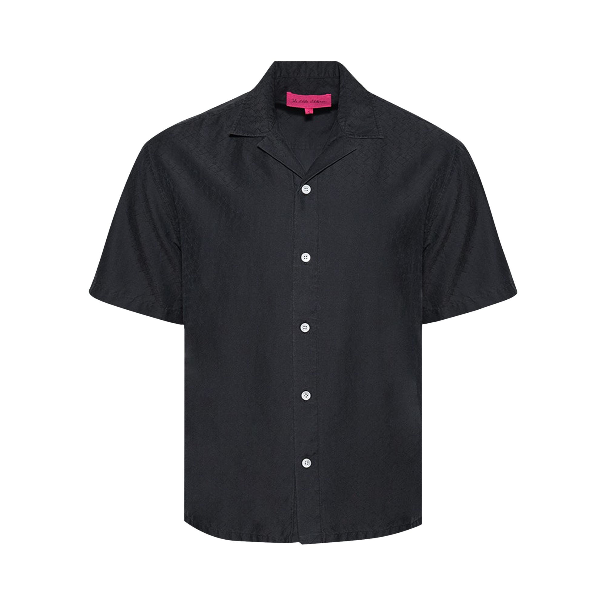 Pre-owned The Elder Statesman Jaquard Silk Camp Shirt 'black' | Men's Size S