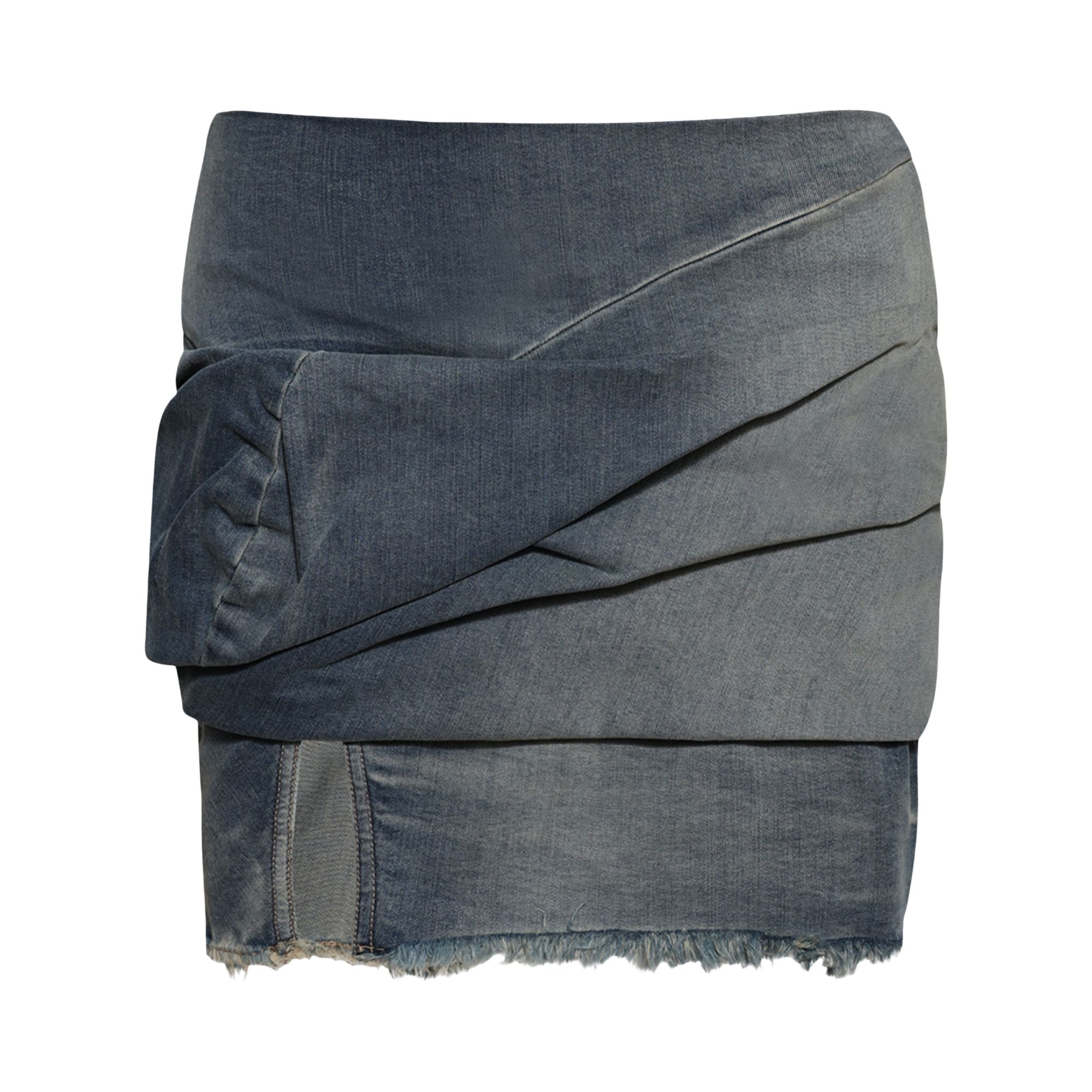 Pre-owned Rick Owens Drkshdw Drape Denim Mini Skirt 'washed Indigo' | Blue | Women's Size Xs