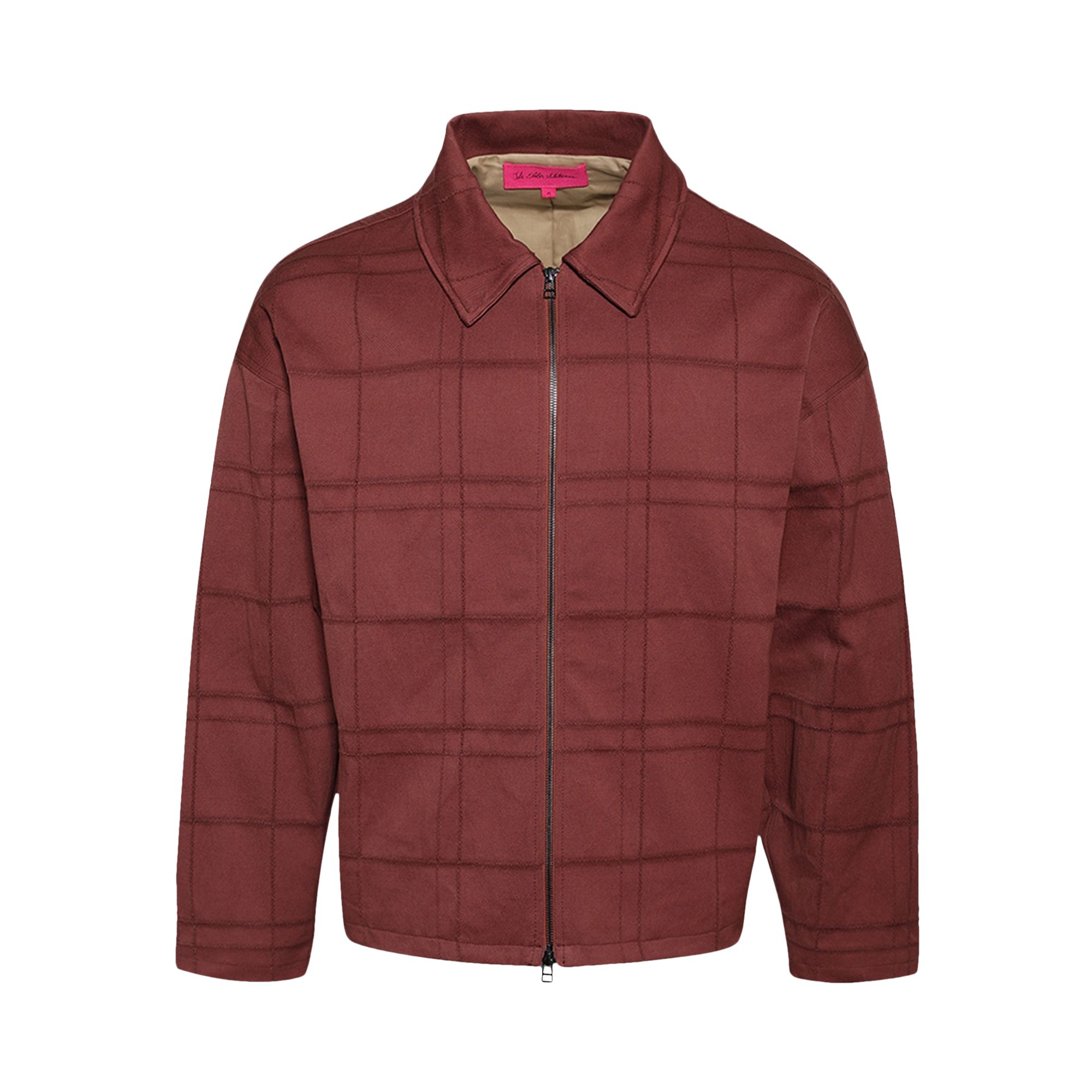 Pre-owned The Elder Statesman Windowpane Boxy Jacket 'clay' | Red | Men's Size S