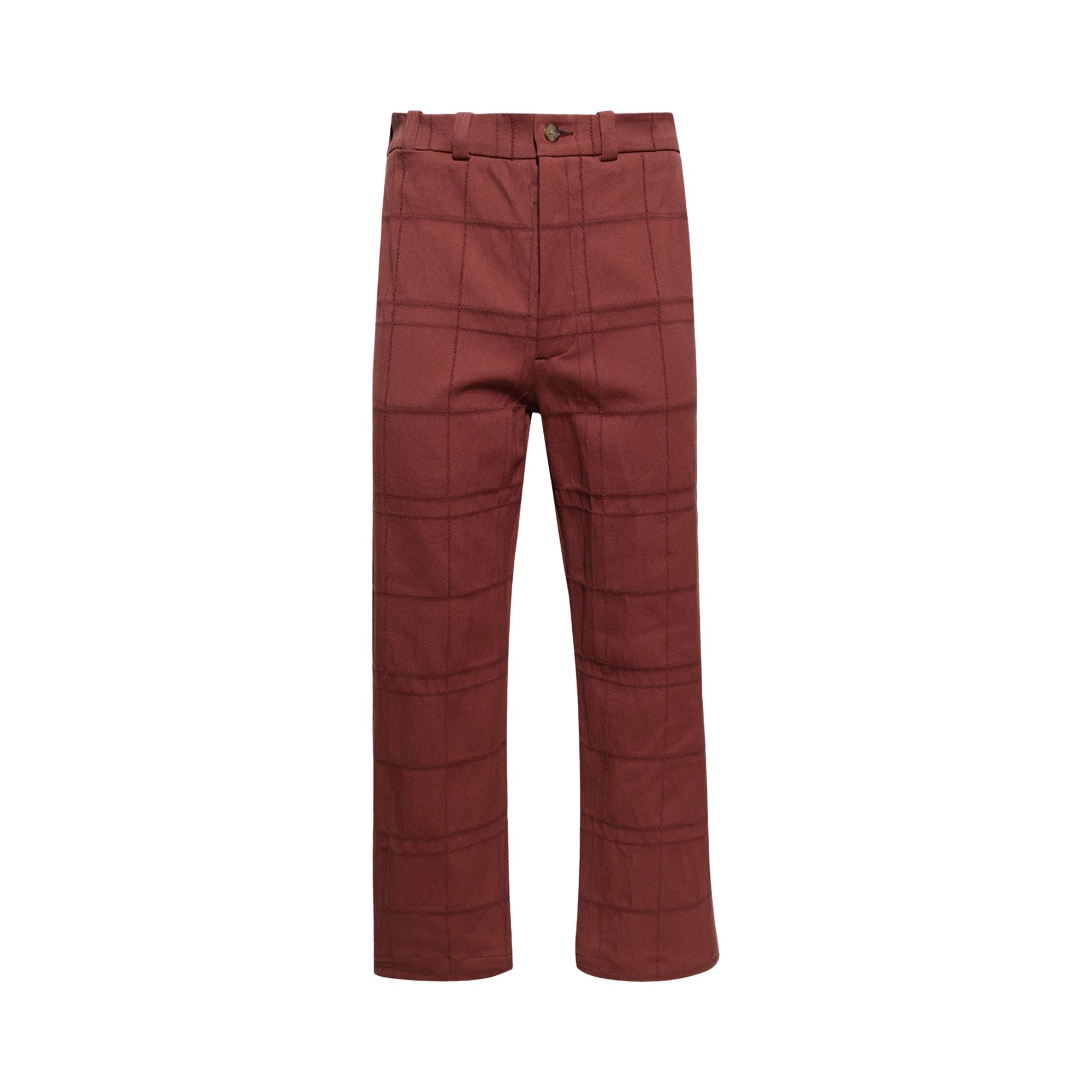 Pre-owned The Elder Statesman Windowpane Norm Pant 'clay' | Red | Men's Size 34