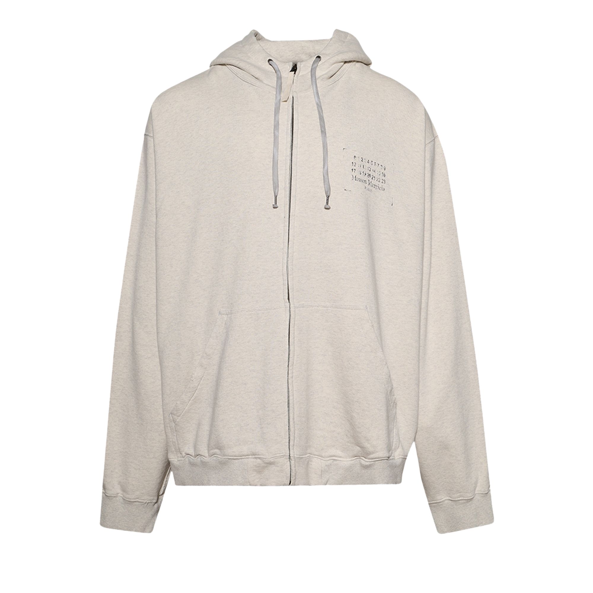 Pre-owned Maison Margiela Stamp Logo Zip Hoodie 'ecru Melange' | Tan | Men's Size S In Brown