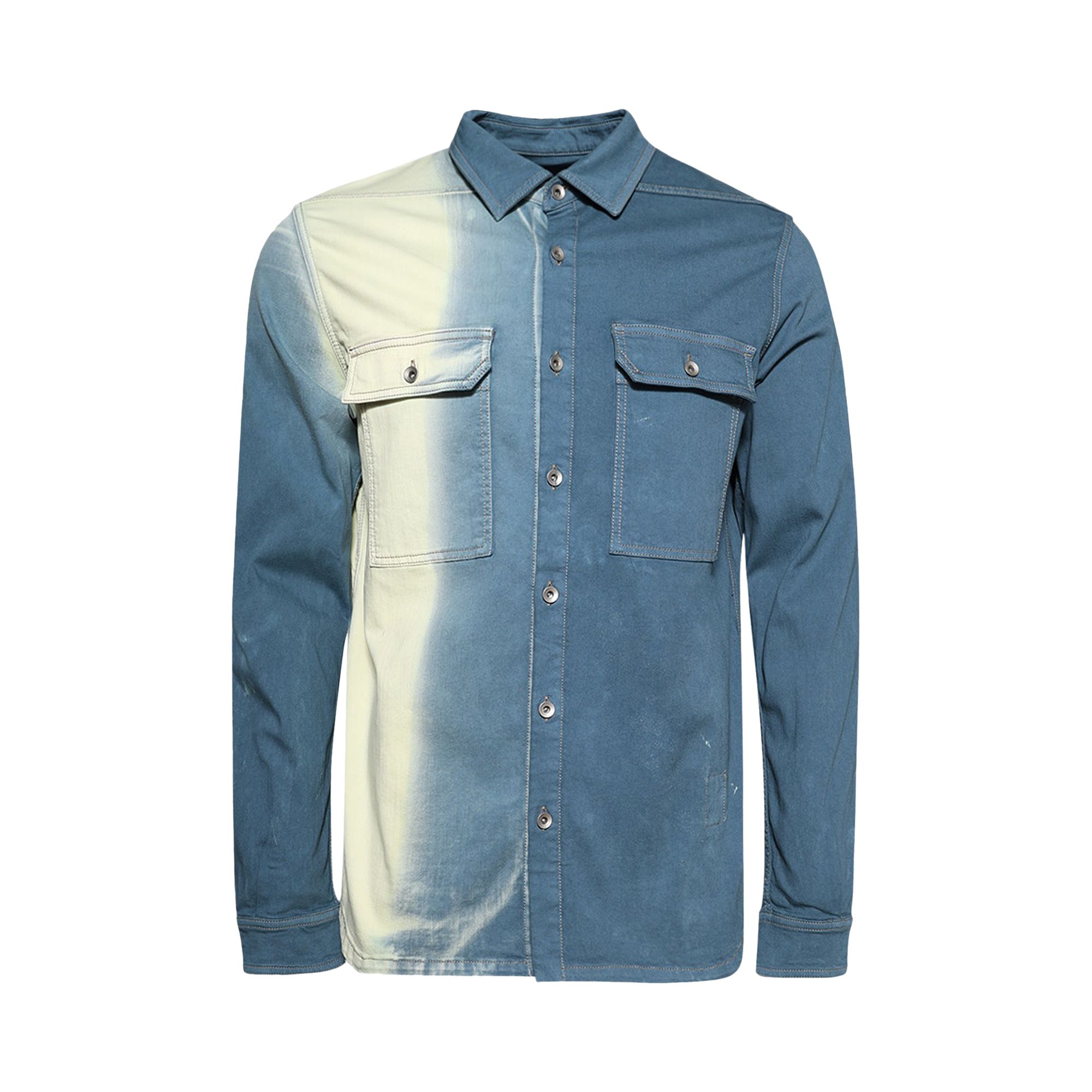 Pre-owned Rick Owens Drkshdw Denim Outershirt 'toothpaste Degrade' | Blue | Men's Size M