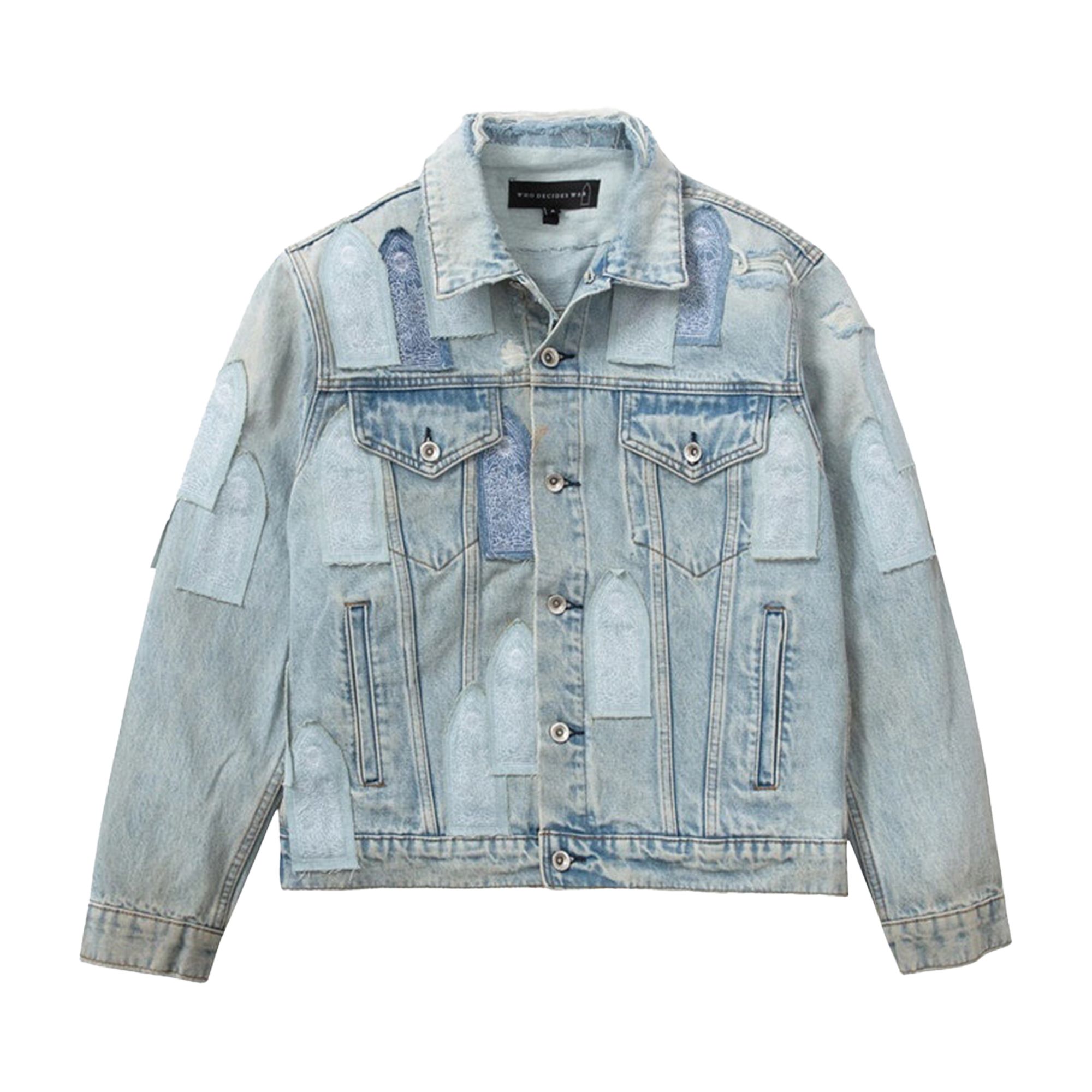 Pre-owned Who Decides War Patched Arch Denim Jacket 'sky' | Blue | Men's Size M