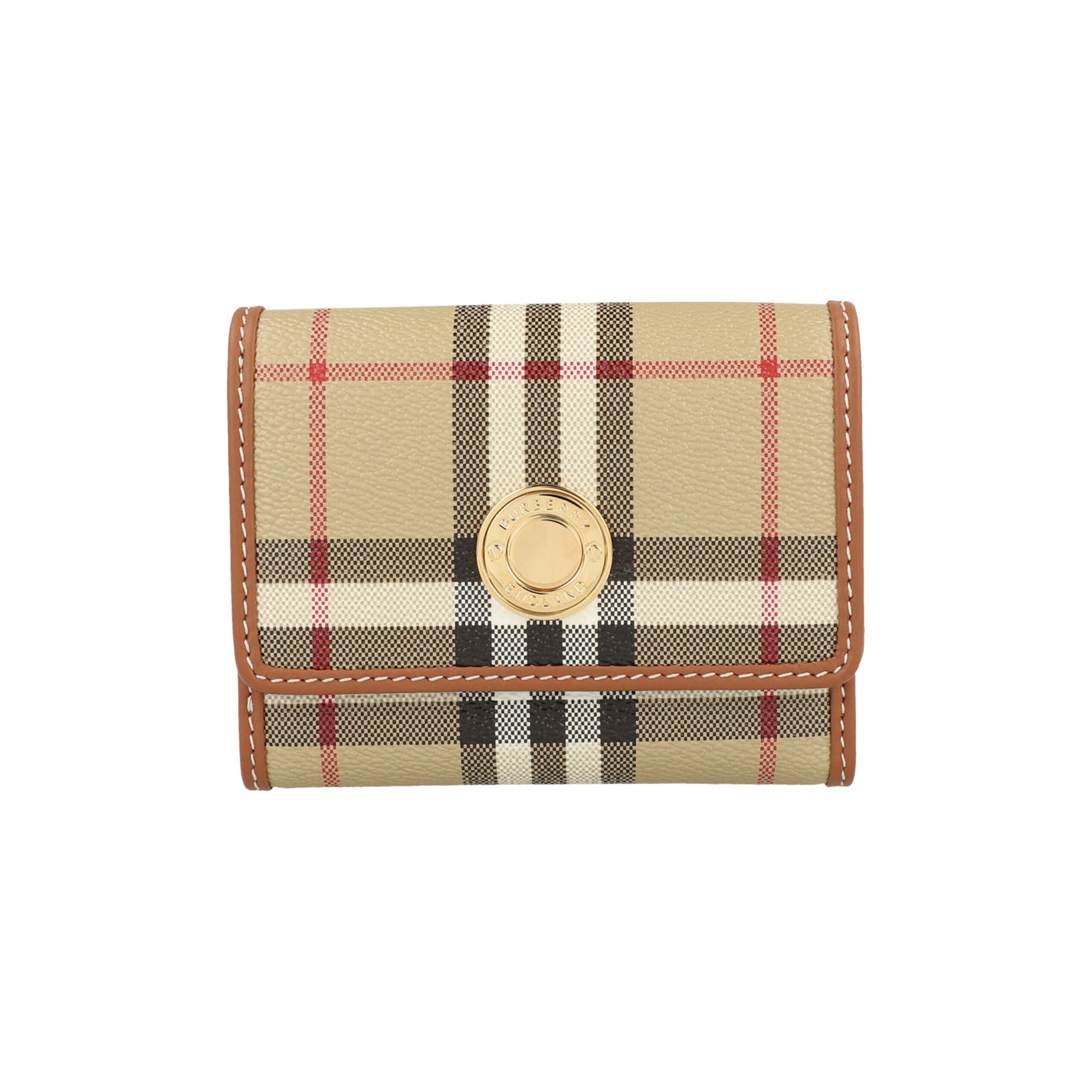 Pre-owned Burberry Lancaster Check Trifold Wallet 'archive Beige' | Tan | Women's Size Onesize