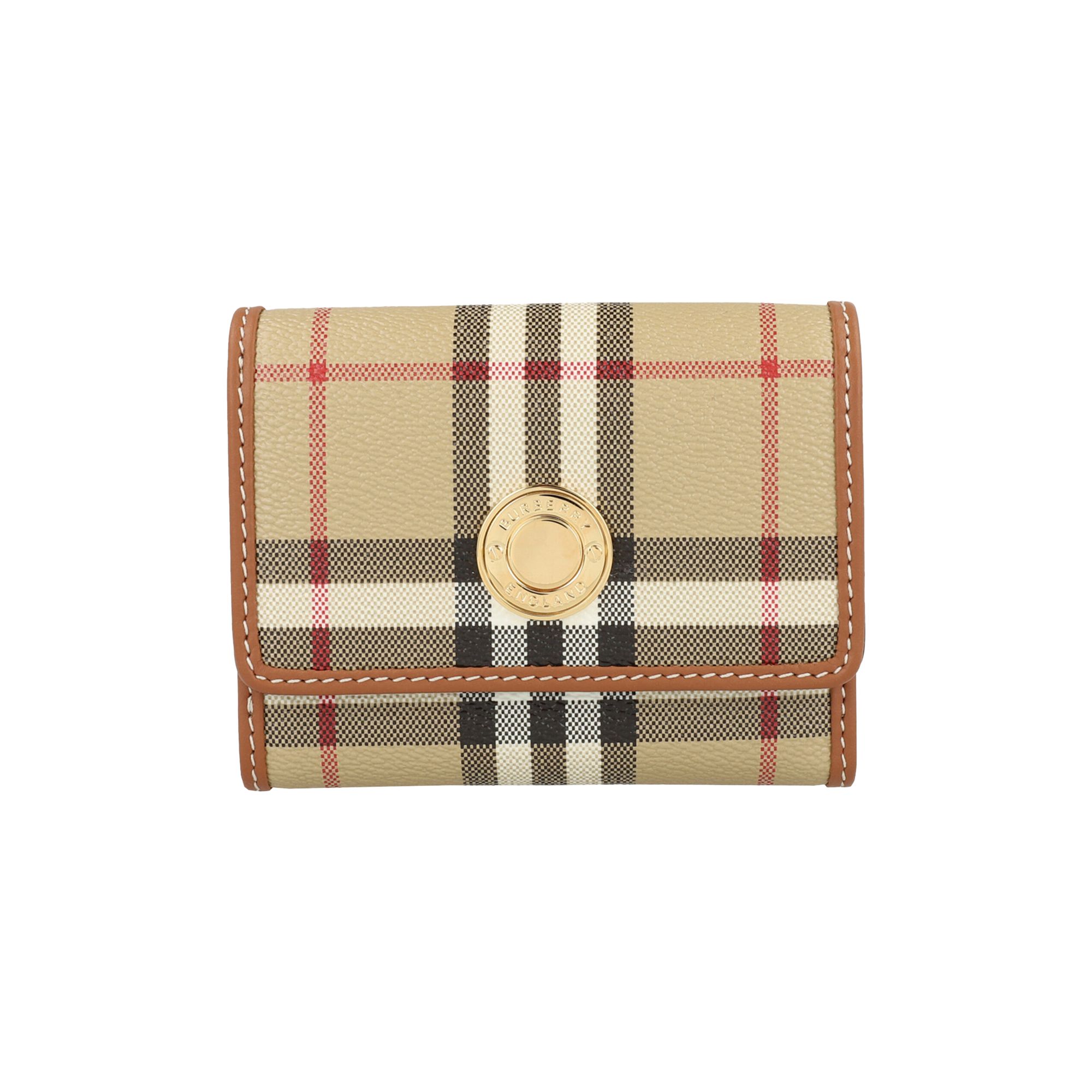 Pre-owned Burberry Lancaster Check Trifold Wallet 'archive Beige' | Tan | Women's Size Onesize