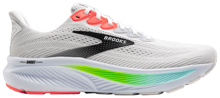 Brooks Ghost 17 White Pink Clay Gecko