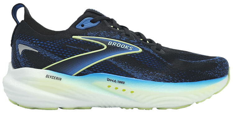 Brooks Glycerin 22 2E Wide Black Cobalt Neo Yellow