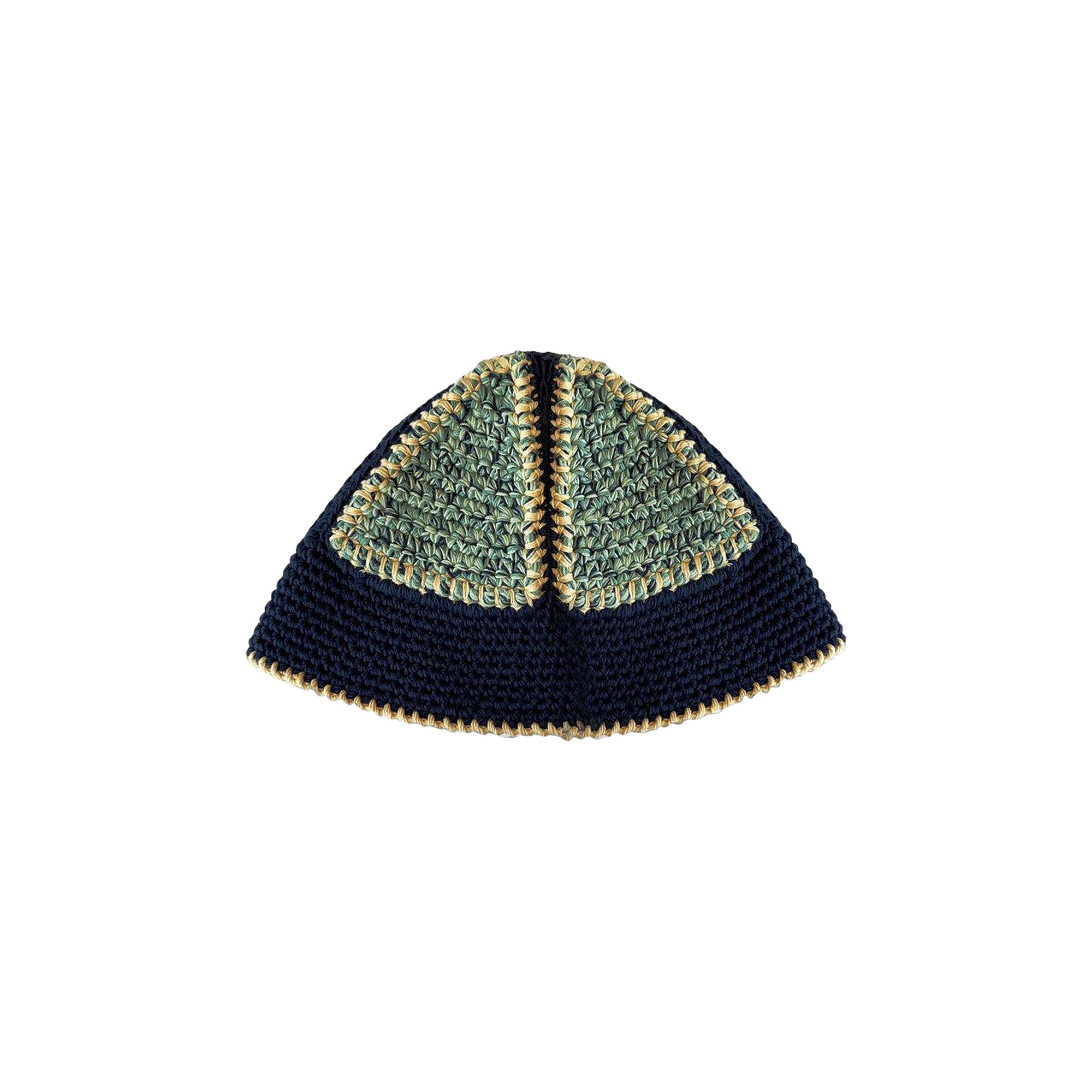 Pre-owned Nicholas Daley Hand Crocheted Bucket Hat 'navy/mint' | Blue | Men's Size 59