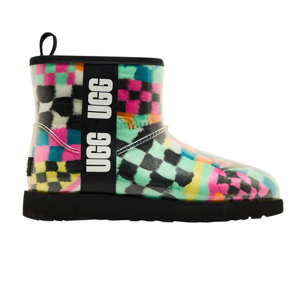 Pre-owned Ugg Wmns Classic Clear Mini Boot 'black Multi-color Checkerboard' | Women's Size 5