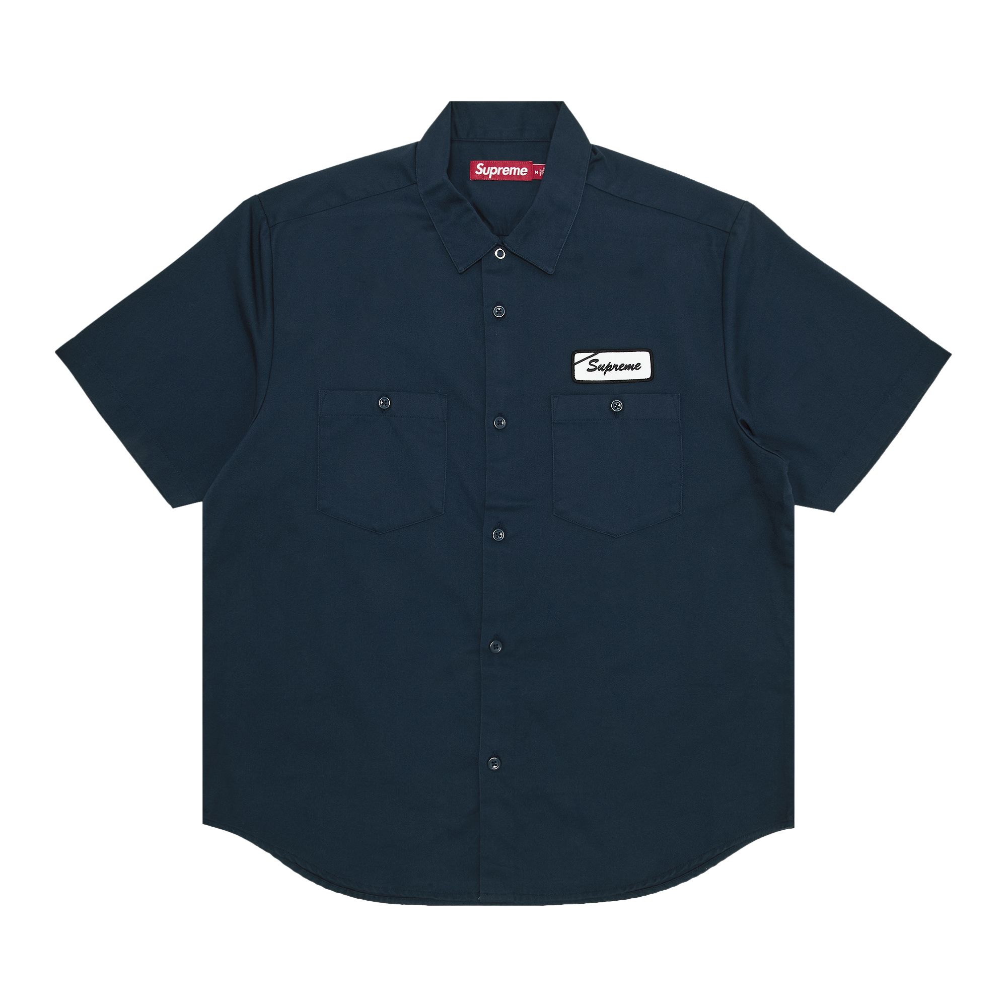 Pre-owned Supreme Bitch Short-sleeve Work Shirt 'navy' | Blue | Men's Size Xxl