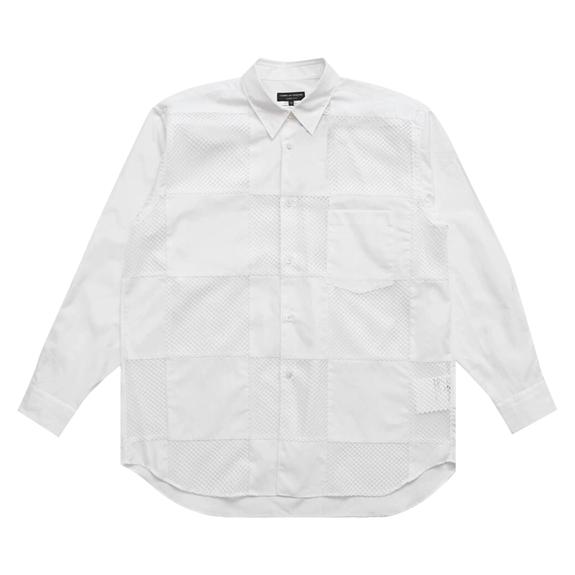 Pre-owned Comme Des Garçons Homme Deux Comme Des Garçons Homme Plus Mesh Button Down Shirt 'white' | Men's Size Xl