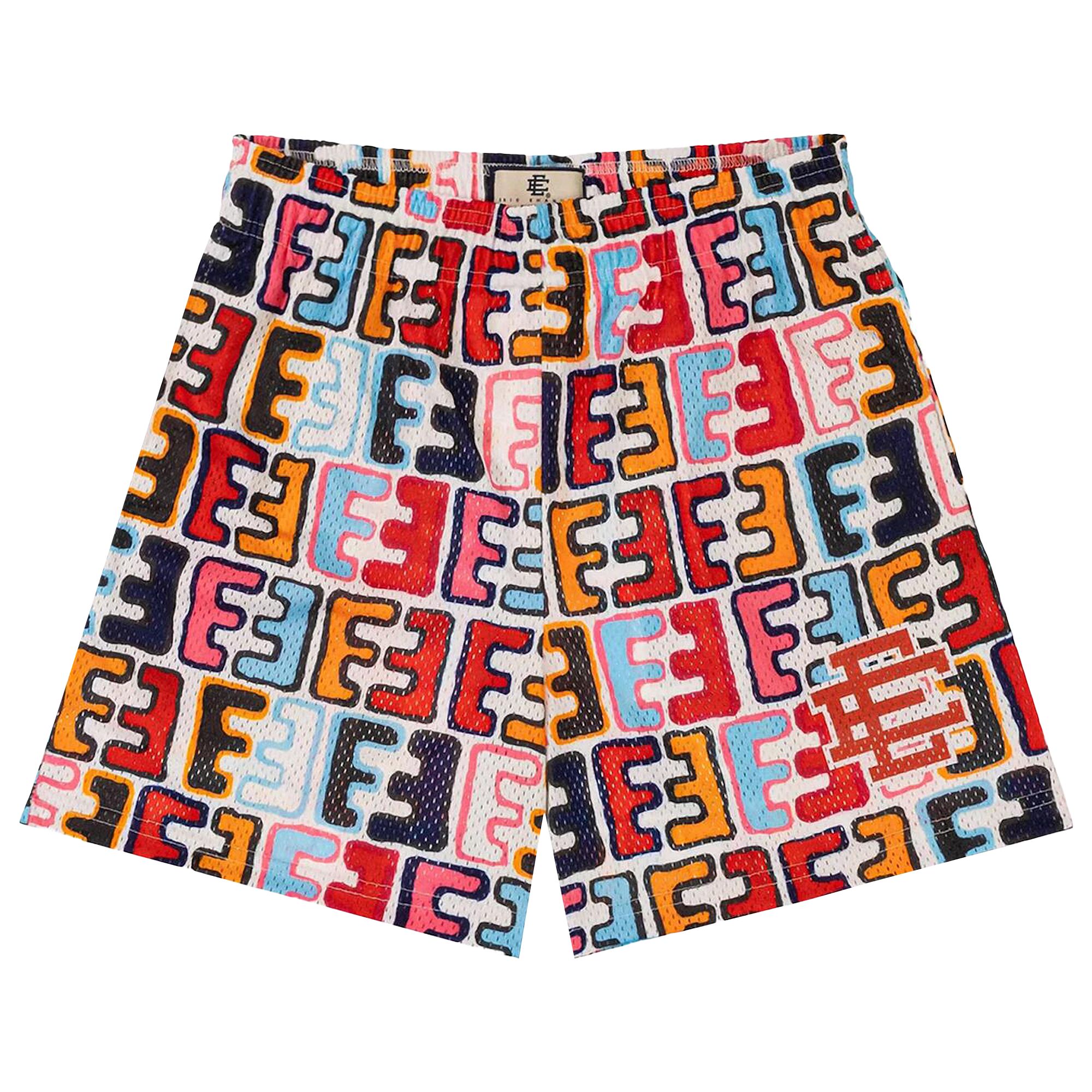 Pre-owned Eric Emanuel Ee Basic Short 'jake Clark Hand Painted' | Multi-color | Men's Size Xl