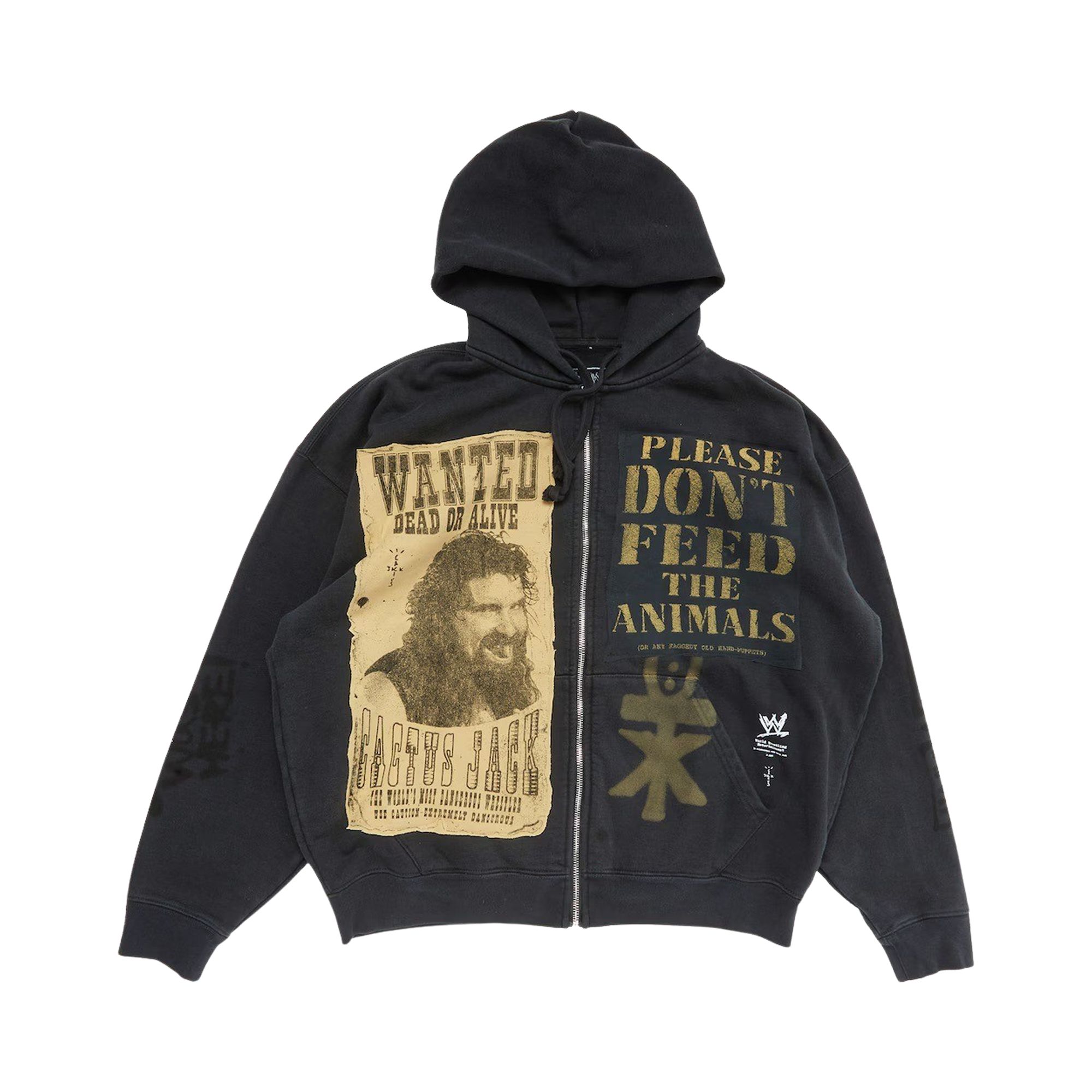 Pre-owned Cactus Jack By Travis Scott X Wwe Double Cactus Jack Full-zip Hoodie Mick Foley 'black' | Men's Size