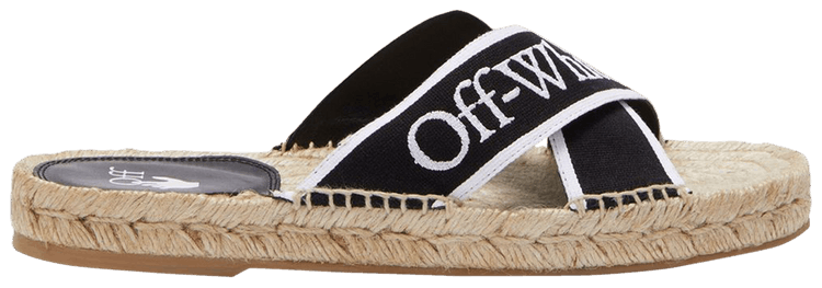 Off White Wmns Bookish Criss Cross Espadrille Sliders Black White Beige