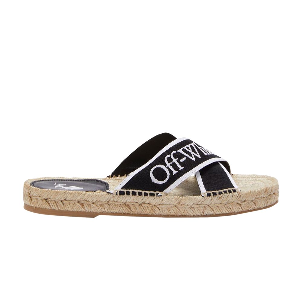 Pre-owned Off-white Wmns Bookish Criss-cross Espadrille Sliders 'black White Beige' | Women's Size 3