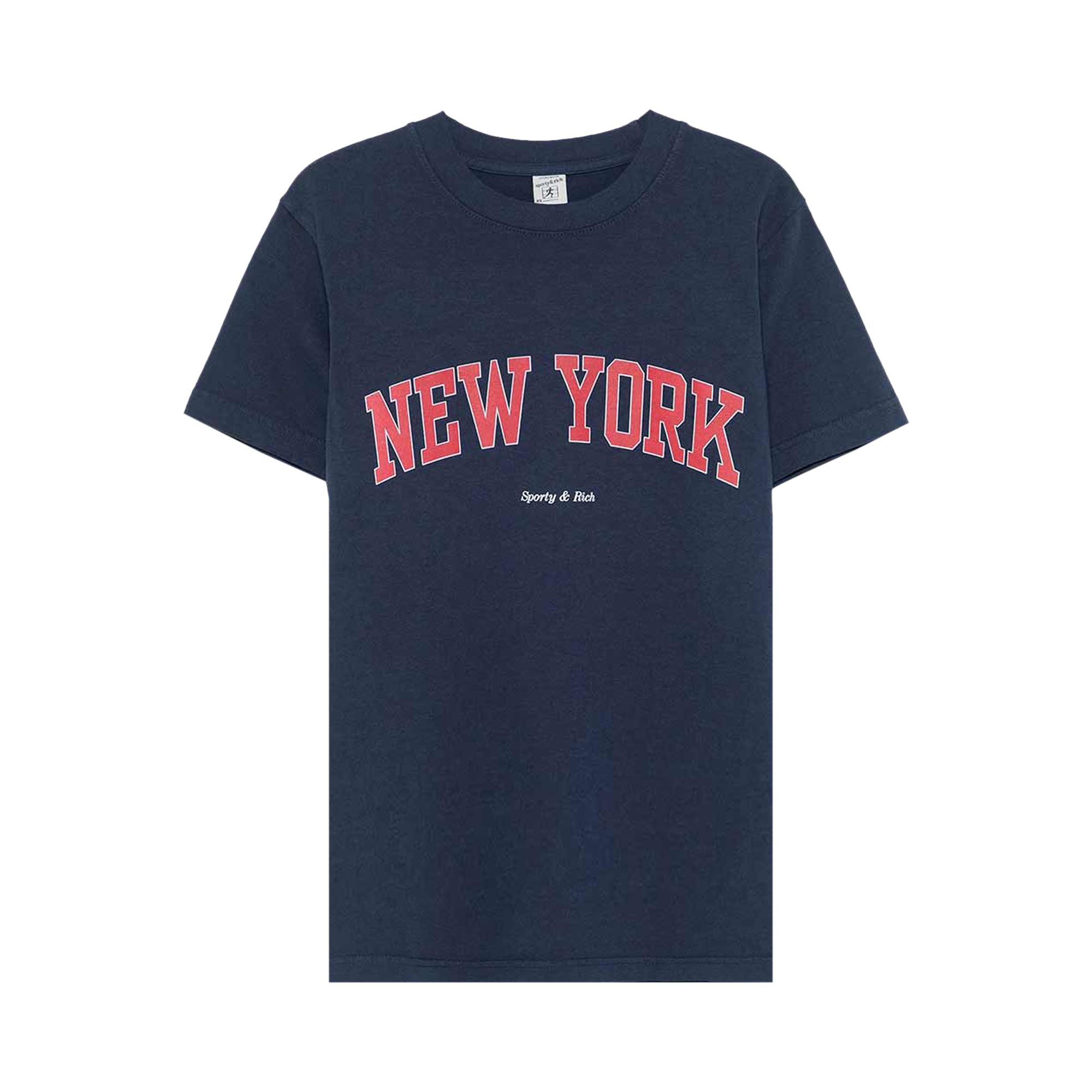 Pre-owned Sporty And Rich Sporty & Rich New York Ivy T-shirt 'navy/ruby' | Blue | Women's Size Xs