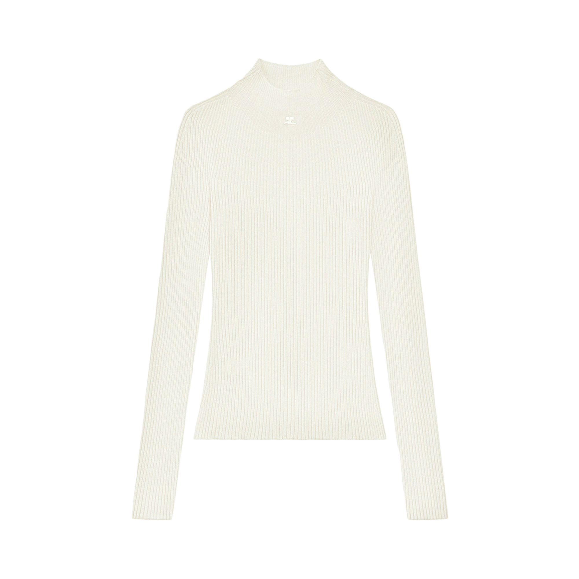 Pre-owned Courrèges Mockneck Light Rib Sweater 'heritage White' | Women's Size L
