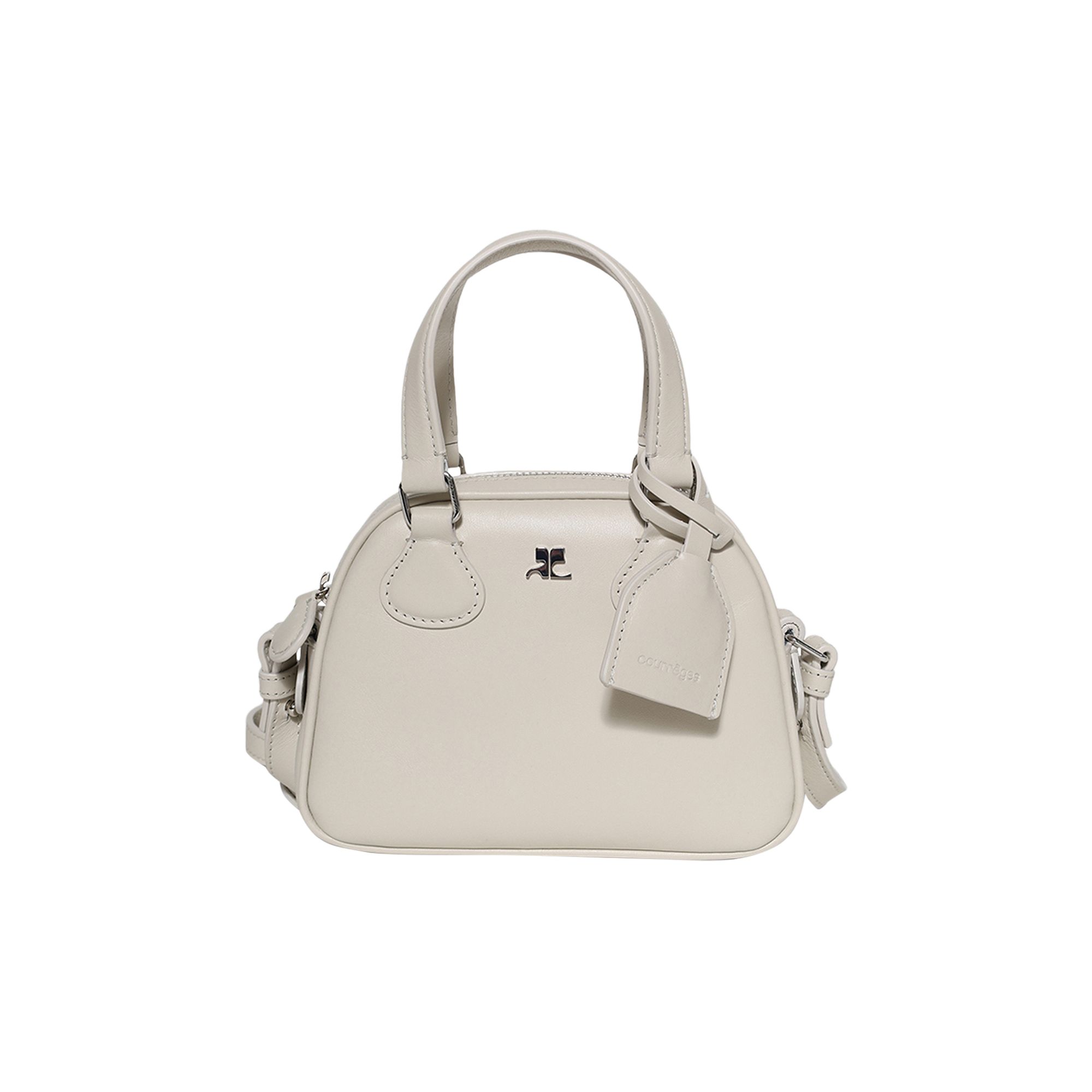 Pre-owned Courrèges Ac Stud Naplack Mini Bowling Bag 'white' | Women's Size Onesize