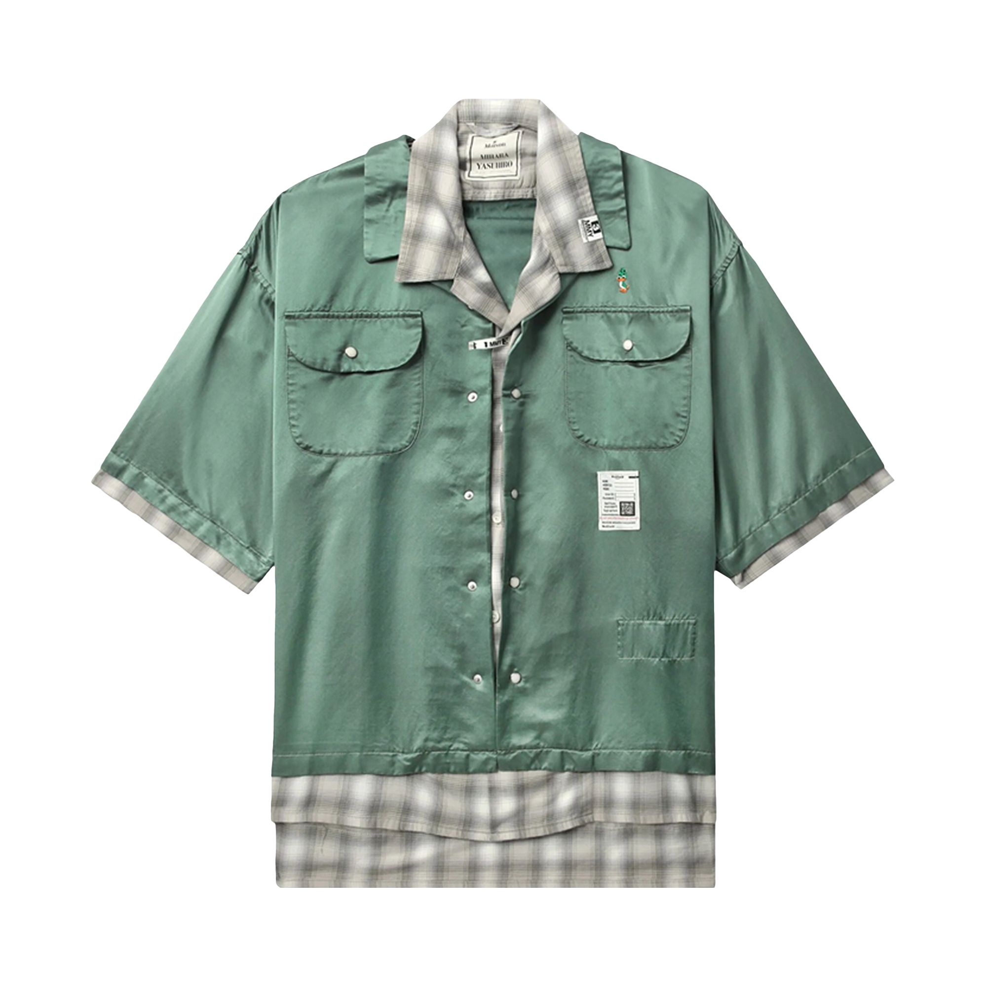 Pre-owned Miharayasuhiro Maison Mihara Yasuhiro Double Layered Short-sleeve Shirt 'khaki' | Green | Men's Size 48