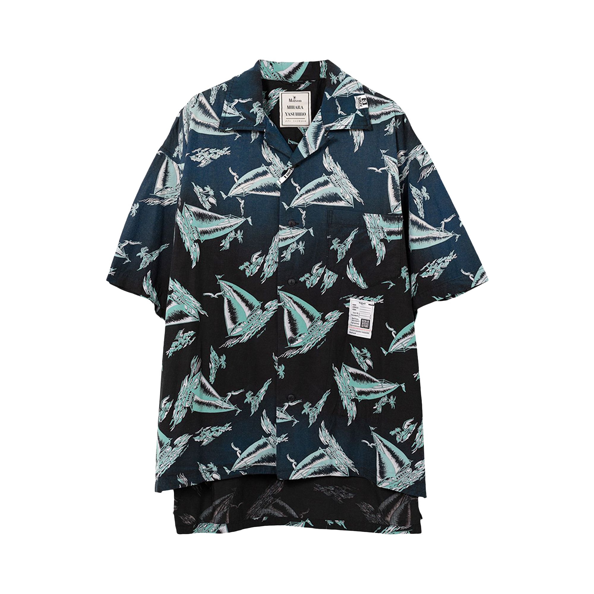 Pre-owned Miharayasuhiro Maison Mihara Yasuhiro Vintage Like Aloha Short-sleeve Shirt 'black' | Men's Size 50