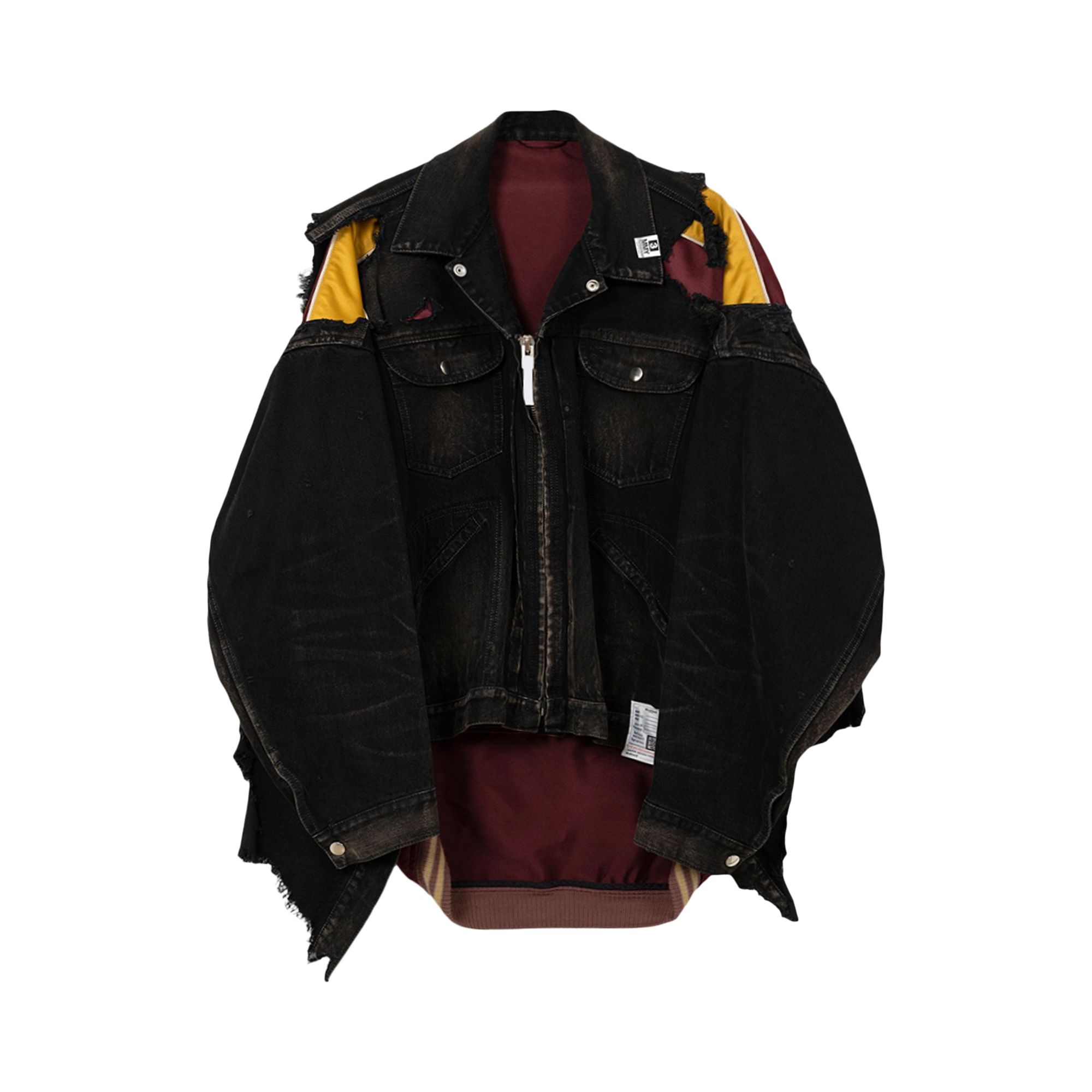 Pre-owned Miharayasuhiro Maison Mihara Yasuhiro Double Layered Denim Jacket 'black' | Men's Size 46