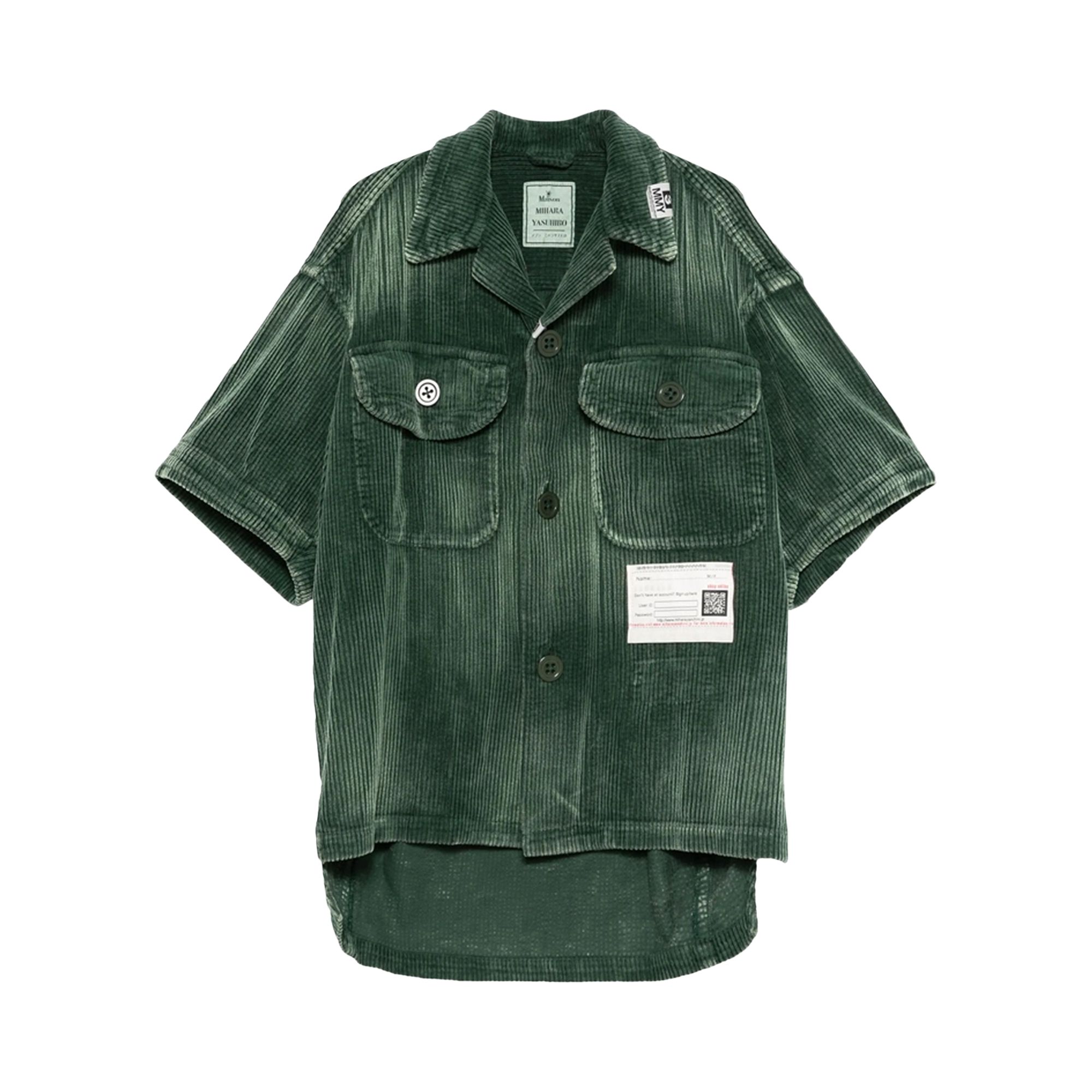Pre-owned Miharayasuhiro Maison Mihara Yasuhiro Amateur Sewn Short-sleeve Shirt 'green' | Men's Size 44