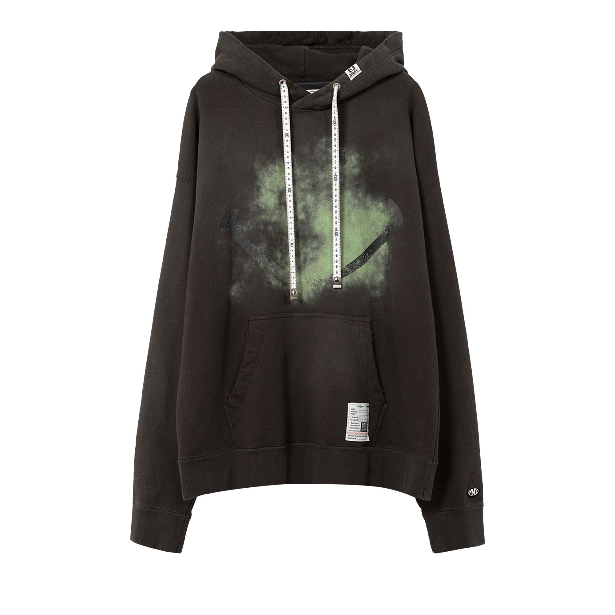 Pre-owned Miharayasuhiro Maison Mihara Yasuhiro Smily Face Printed Distressed Hoodie 'black' | Men's Size 46