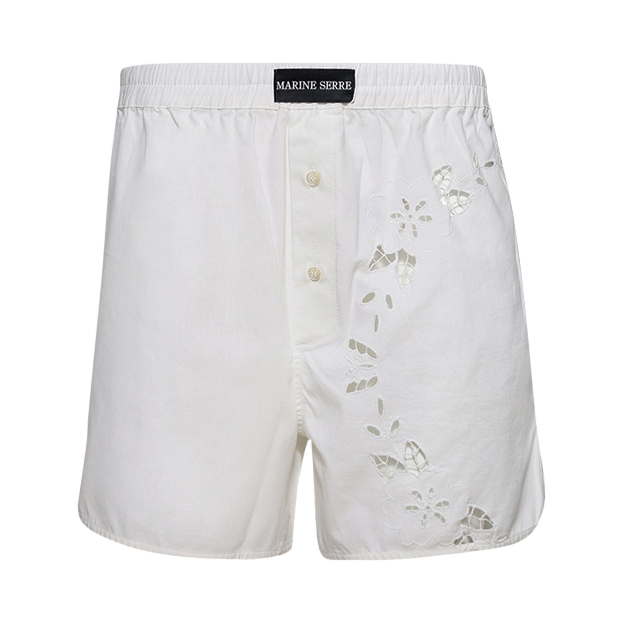 Pre-owned Marine Serre Regenerated Household Linen Short 'white' | Women's Size Xs