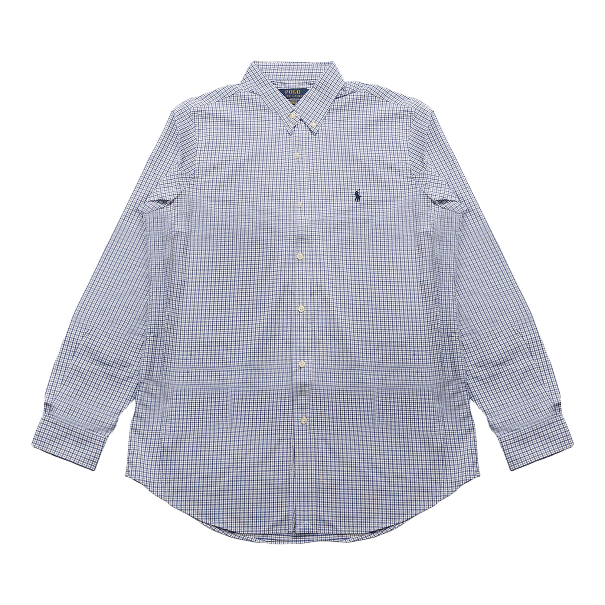 Pre-owned Polo Ralph Lauren Long-sleeve Permformance Twill Sport Shirt 'white/blue/multicolor' | Men's Size M