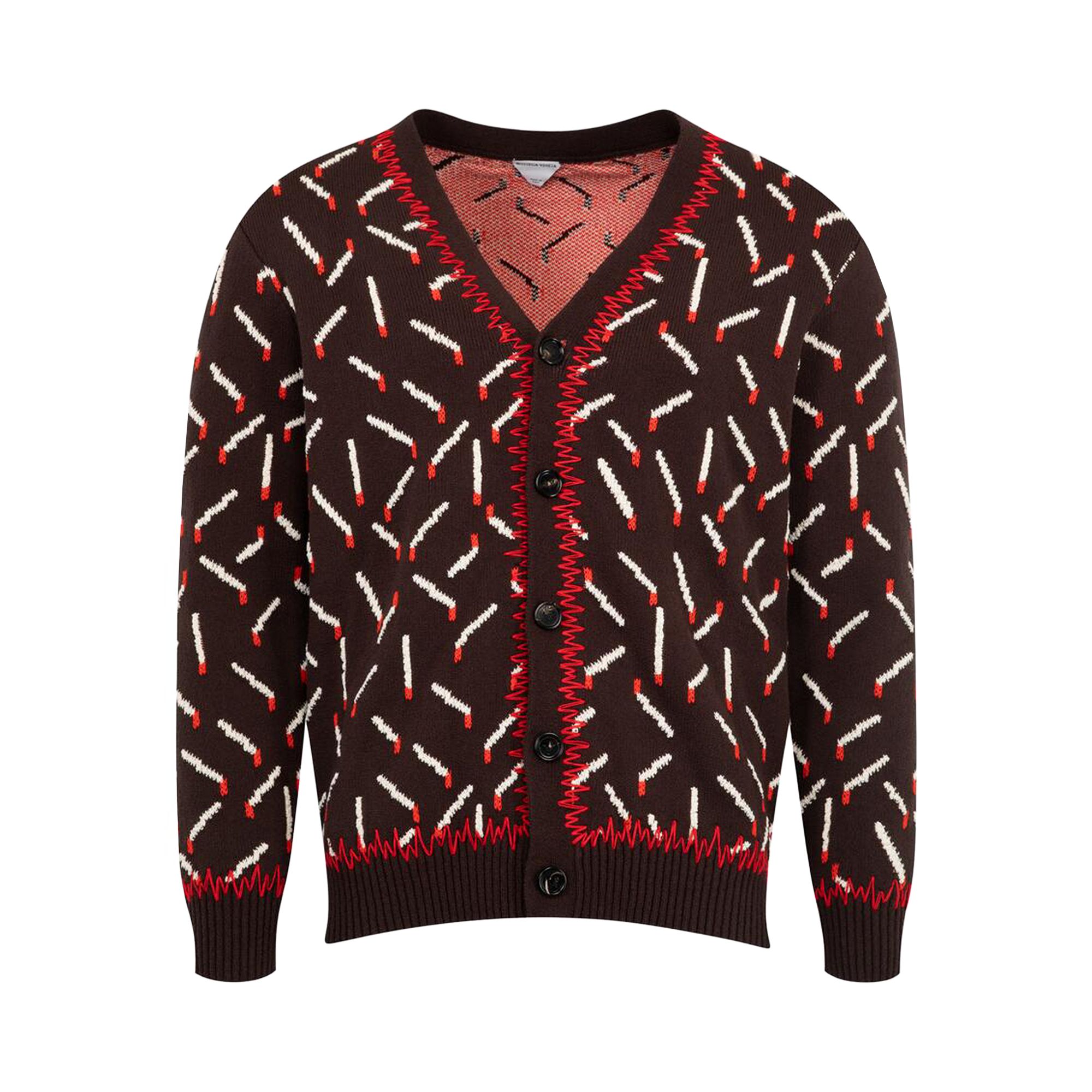 Pre-owned Bottega Veneta Matches Cardigan 'ebony/chalk/tomato' | Black | Men's Size L
