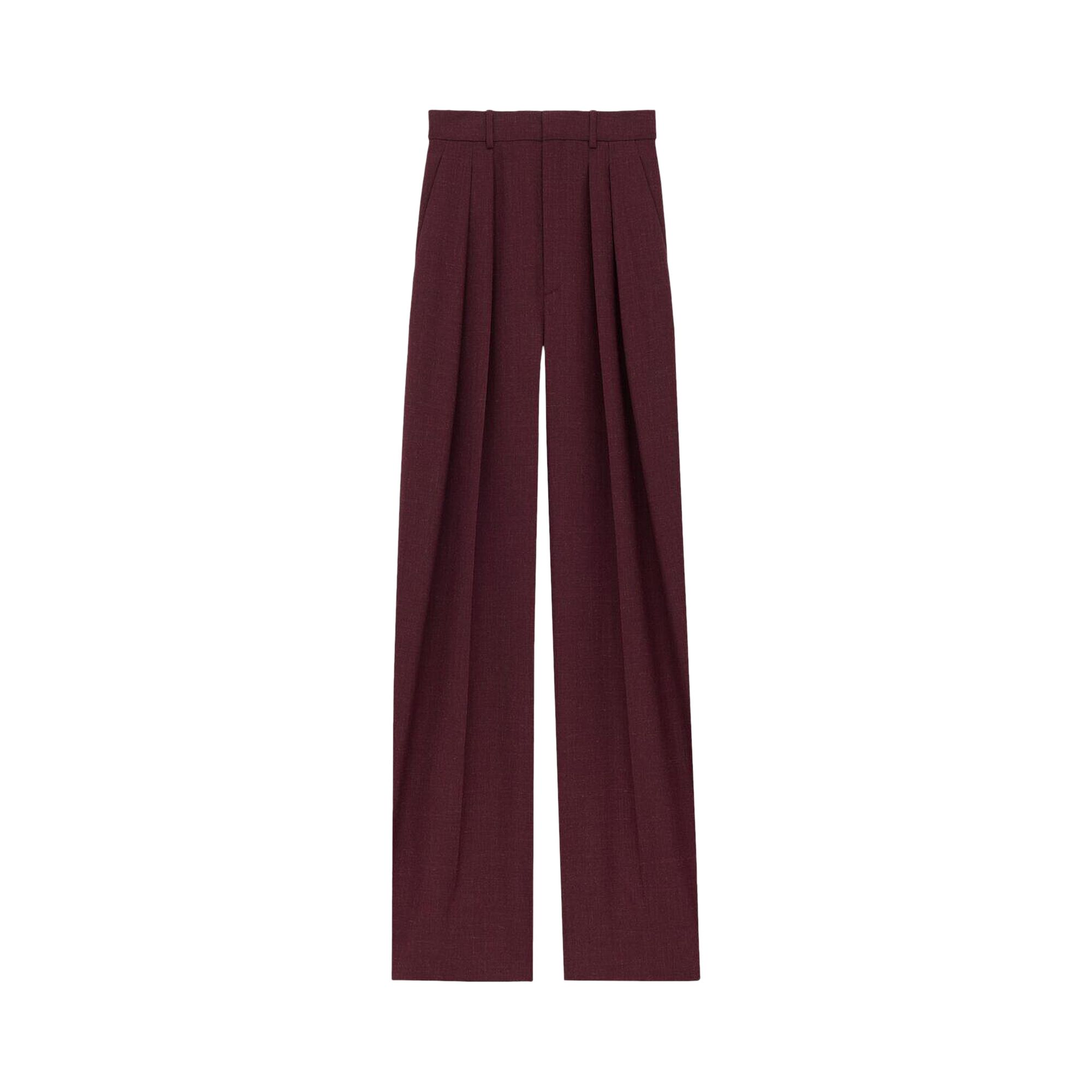 Pre-owned Saint Laurent High Waist Wide Leg Pants 'lie De Vin' | Red | Women's Size 38