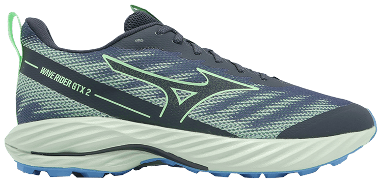 Mizuno Wave Rider GORE TEX 2 Super Wide Vintage Indigo Neo Mint